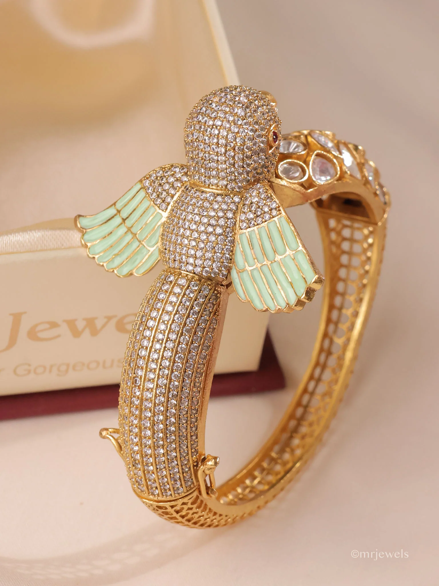 Arinya Statement Bird Kundan Bangle - Image 2