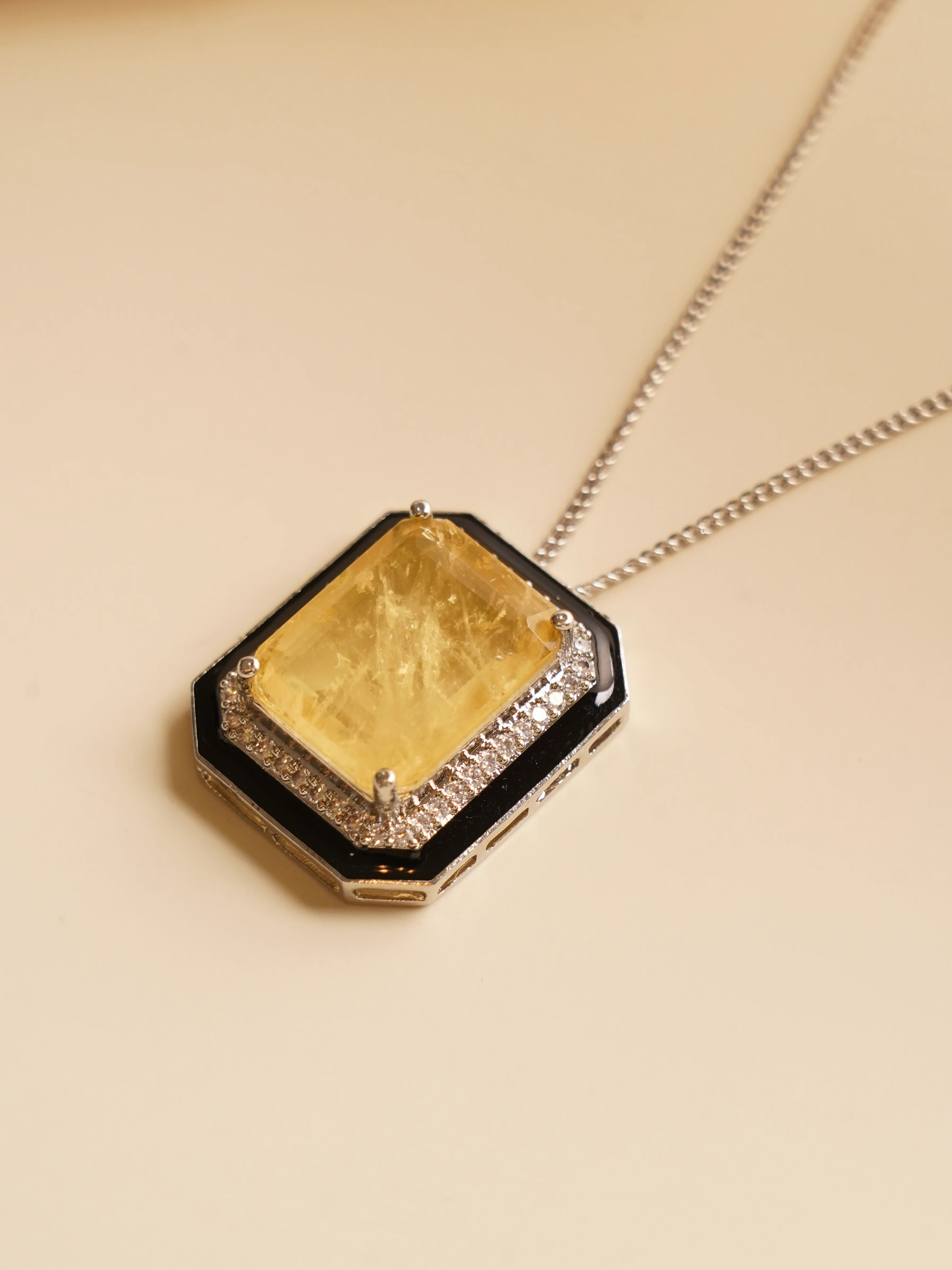 Art Deco Elegance – Onyx & Citrine Statement Set - Image 3