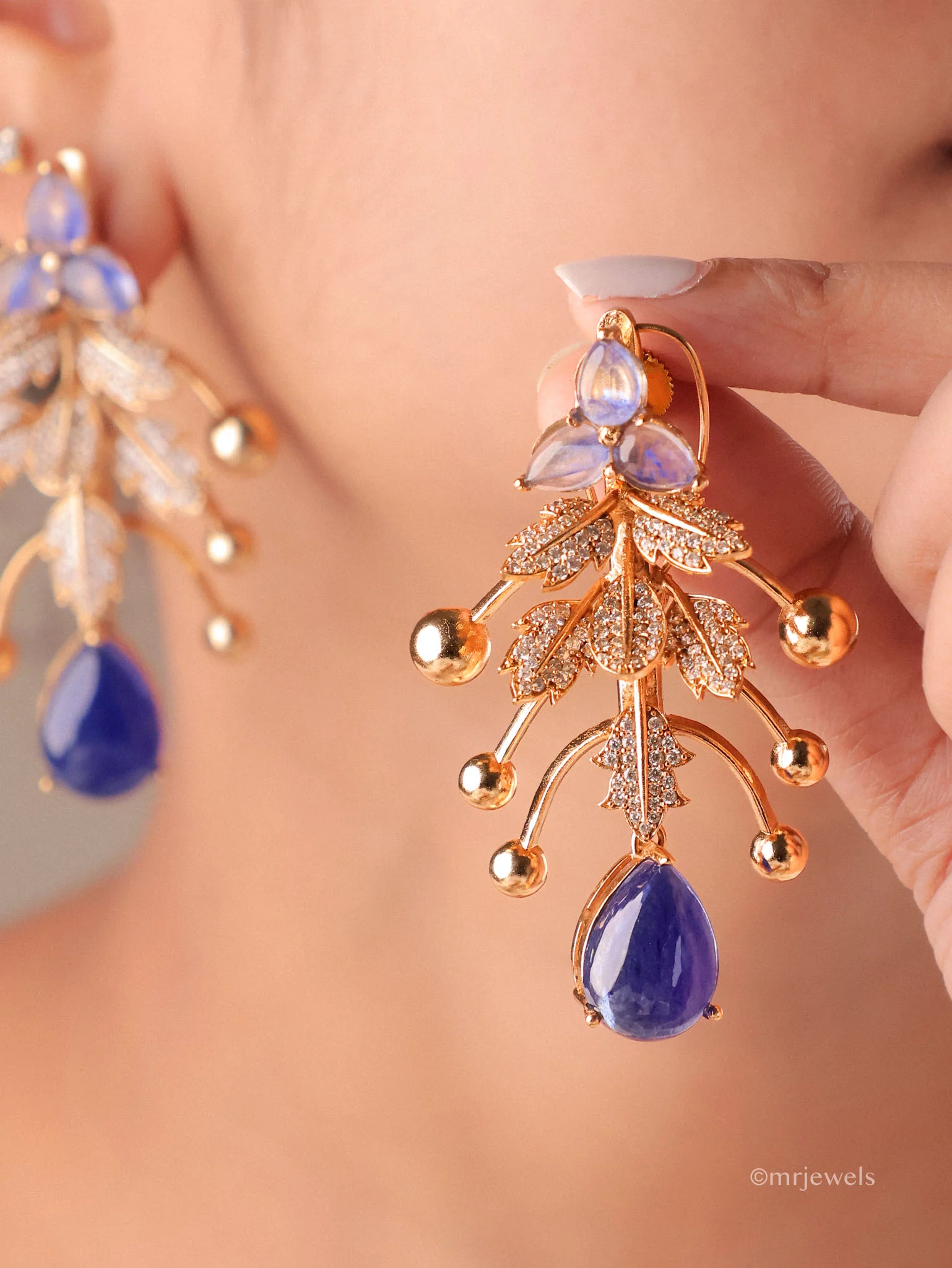 Aurelia Leaf Drop Earrings - Image 2