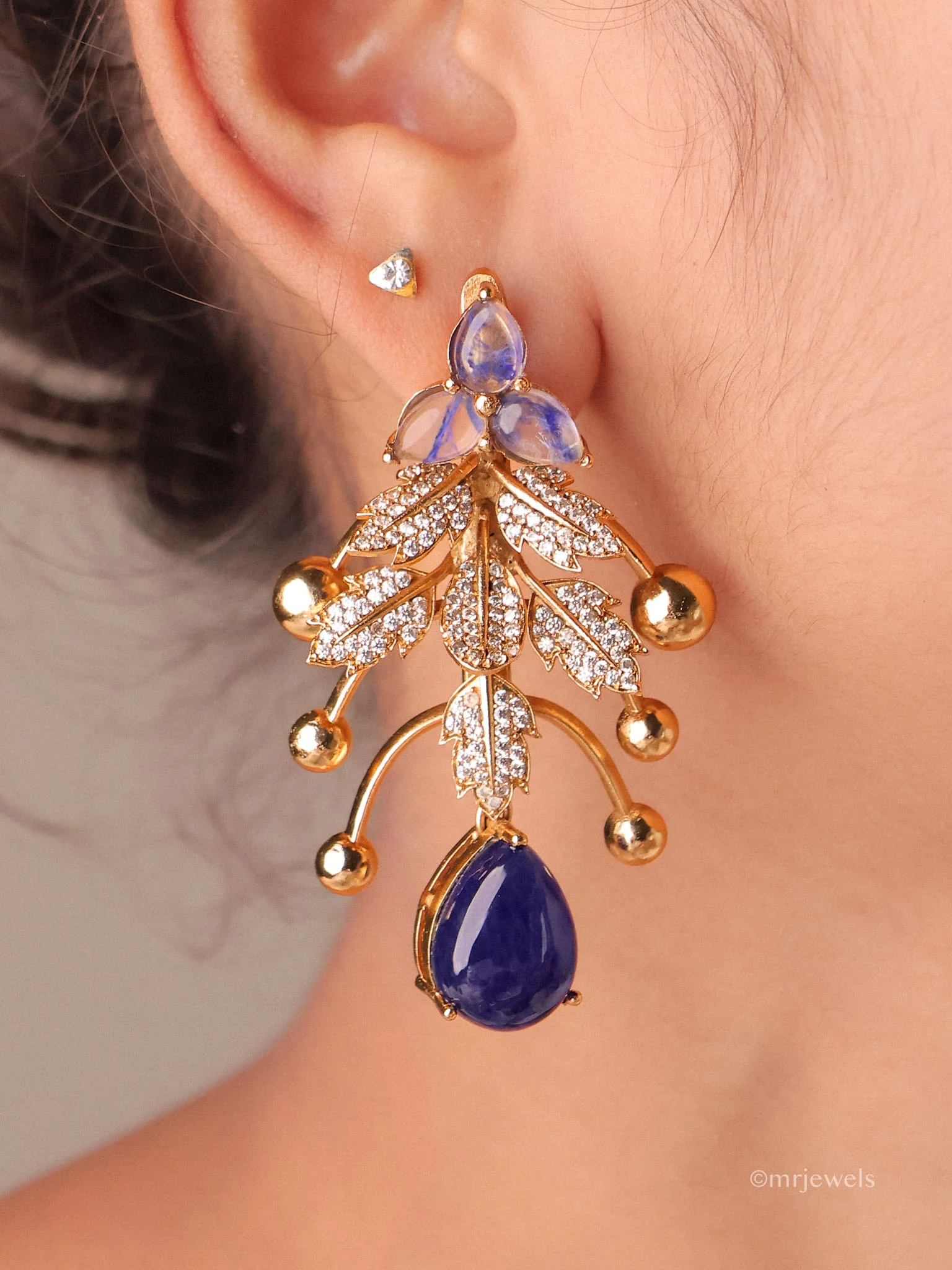 Aurelia Leaf Drop Earrings - Image 3