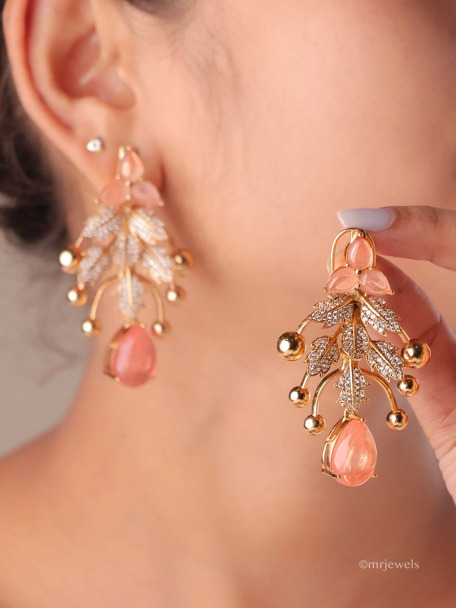 Aurelia Leaf Drop Earrings - Image 4