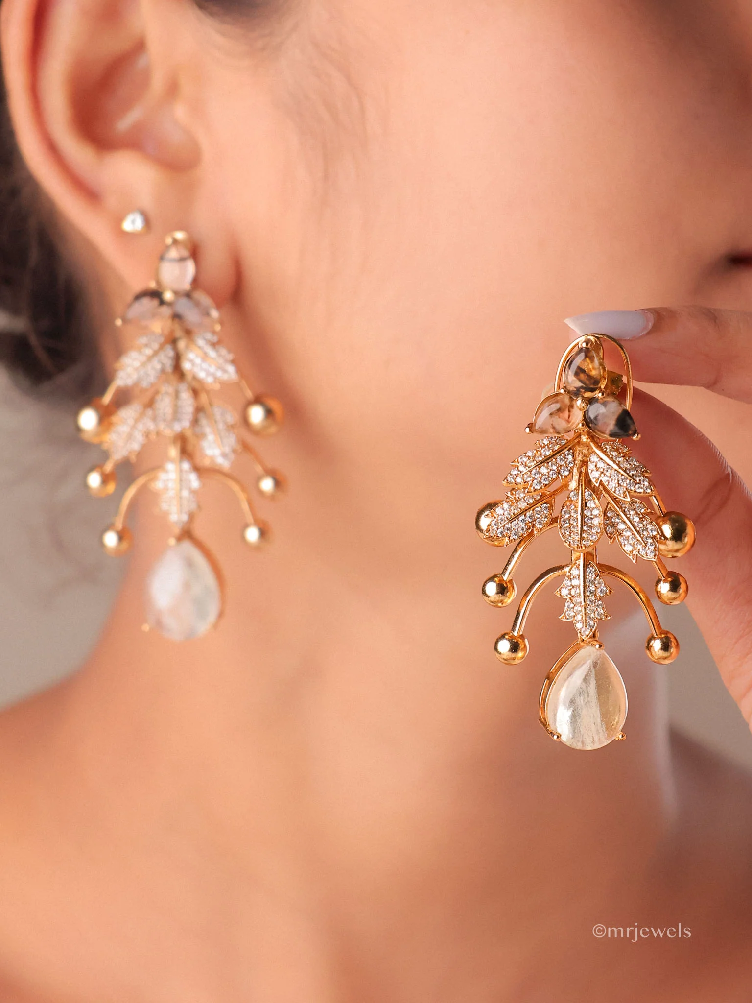 Aurelia Leaf Drop Earrings - Image 5