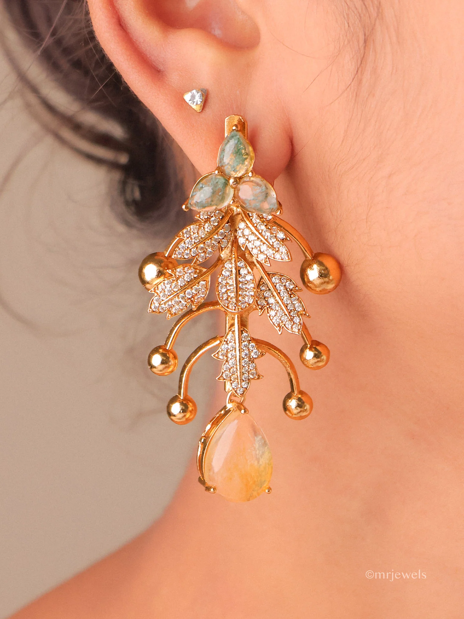 Aurelia Leaf Drop Earrings - Image 6