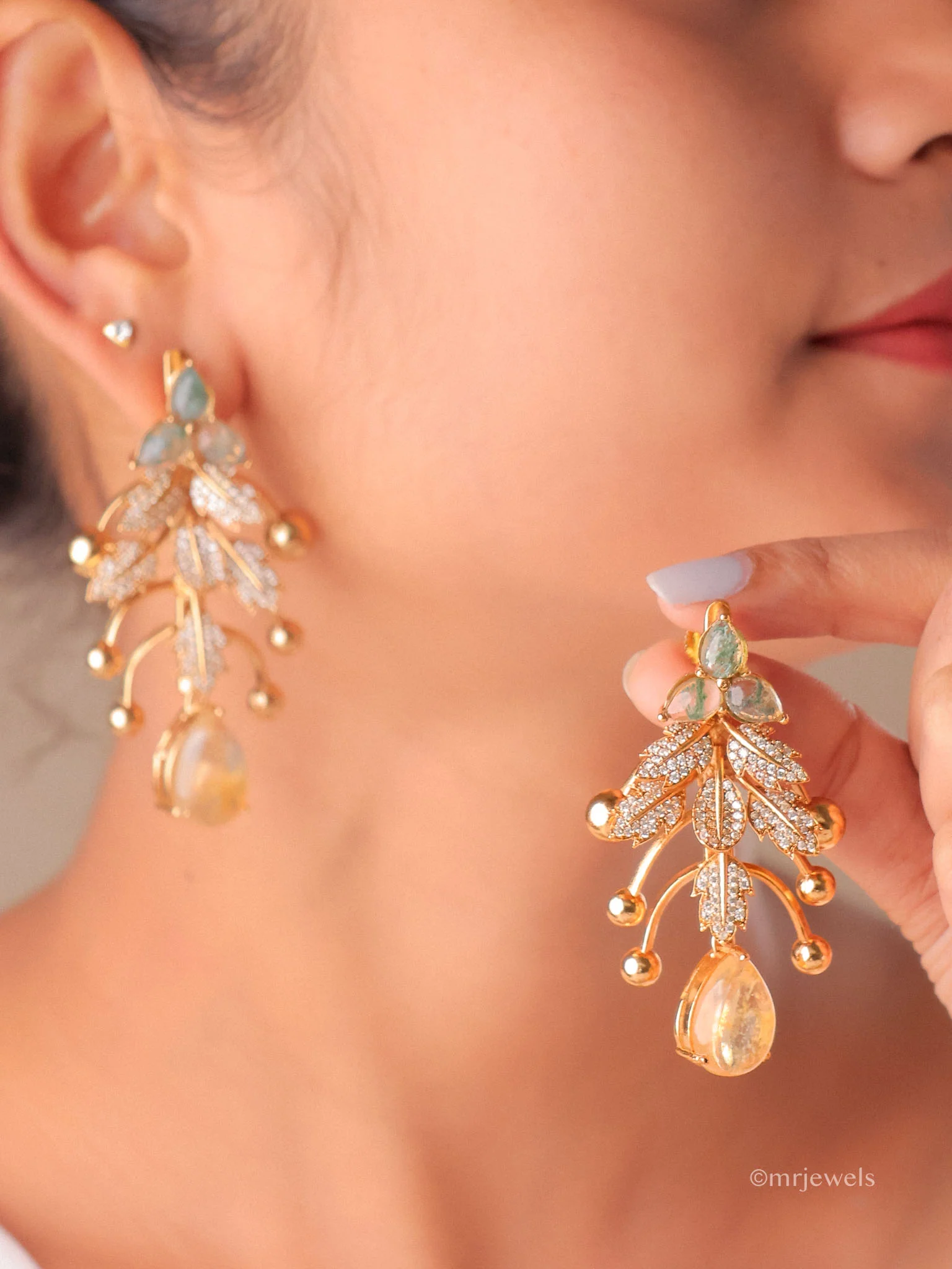 Aurelia Leaf Drop Earrings - Image 7