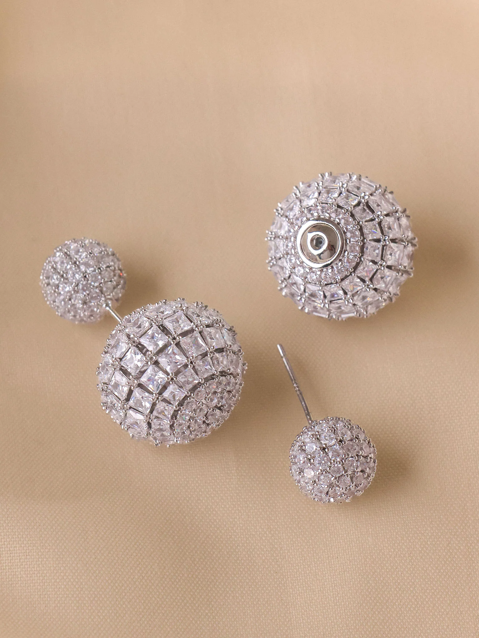 Aurelle Crystal Orb Stud Earrings - Image 3