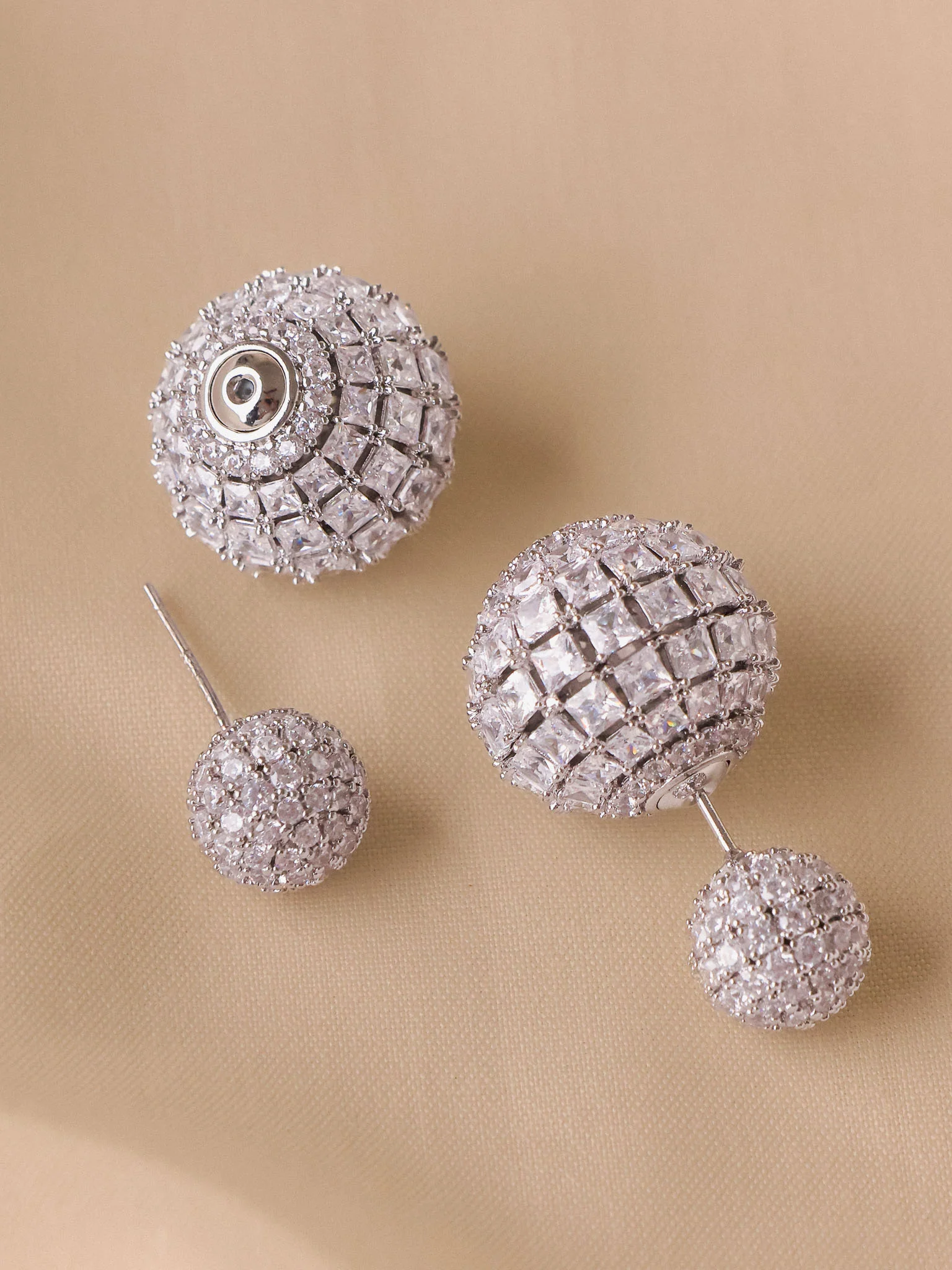 Aurelle Crystal Orb Stud Earrings - Image 4