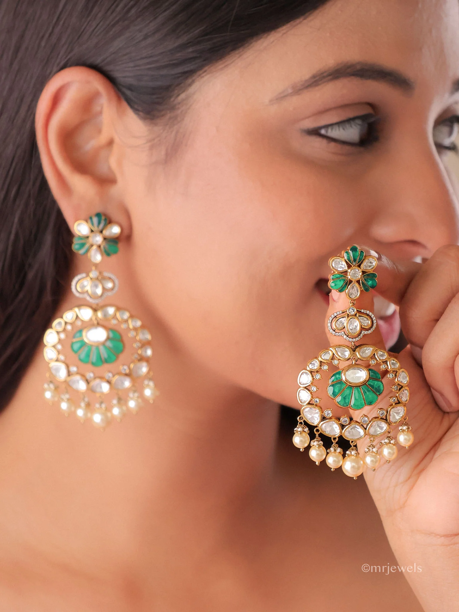 Averra Meenakari Pearl Jhumkas