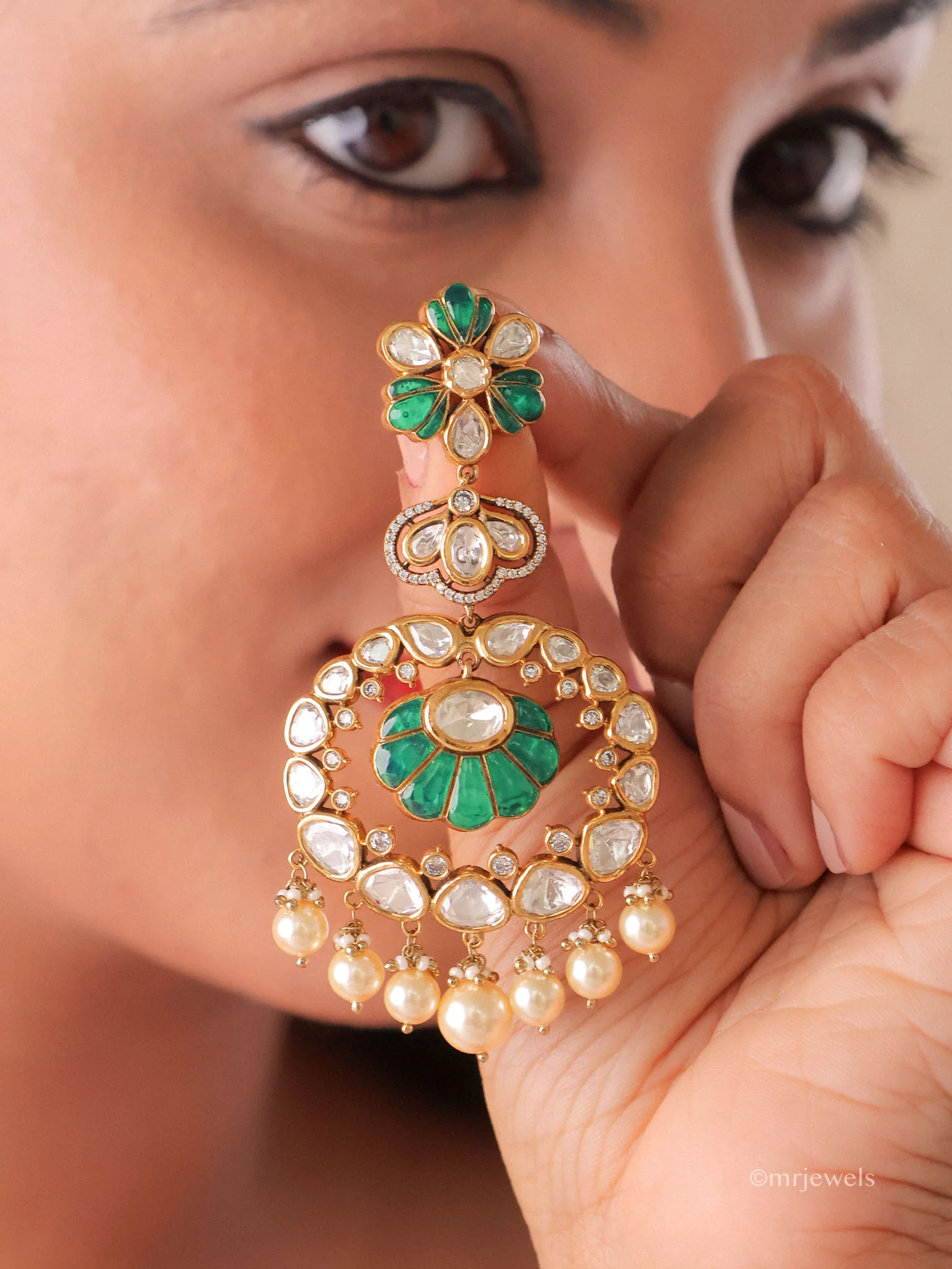 Averra Meenakari Pearl Jhumkas - Image 3