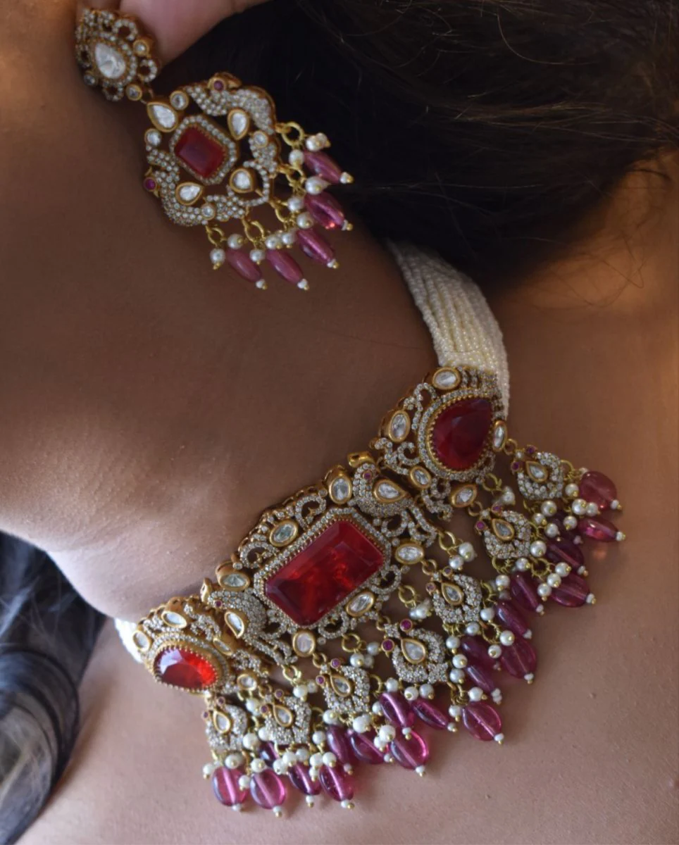 Beautiful  kundan peacock choker set - Image 3