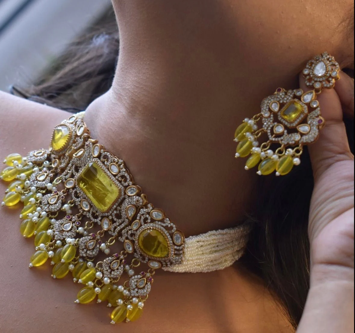 Beautiful  kundan peacock choker set - Image 4