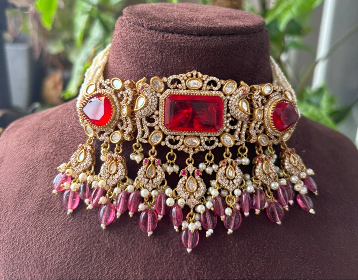 Beautiful  kundan peacock choker set - Image 7
