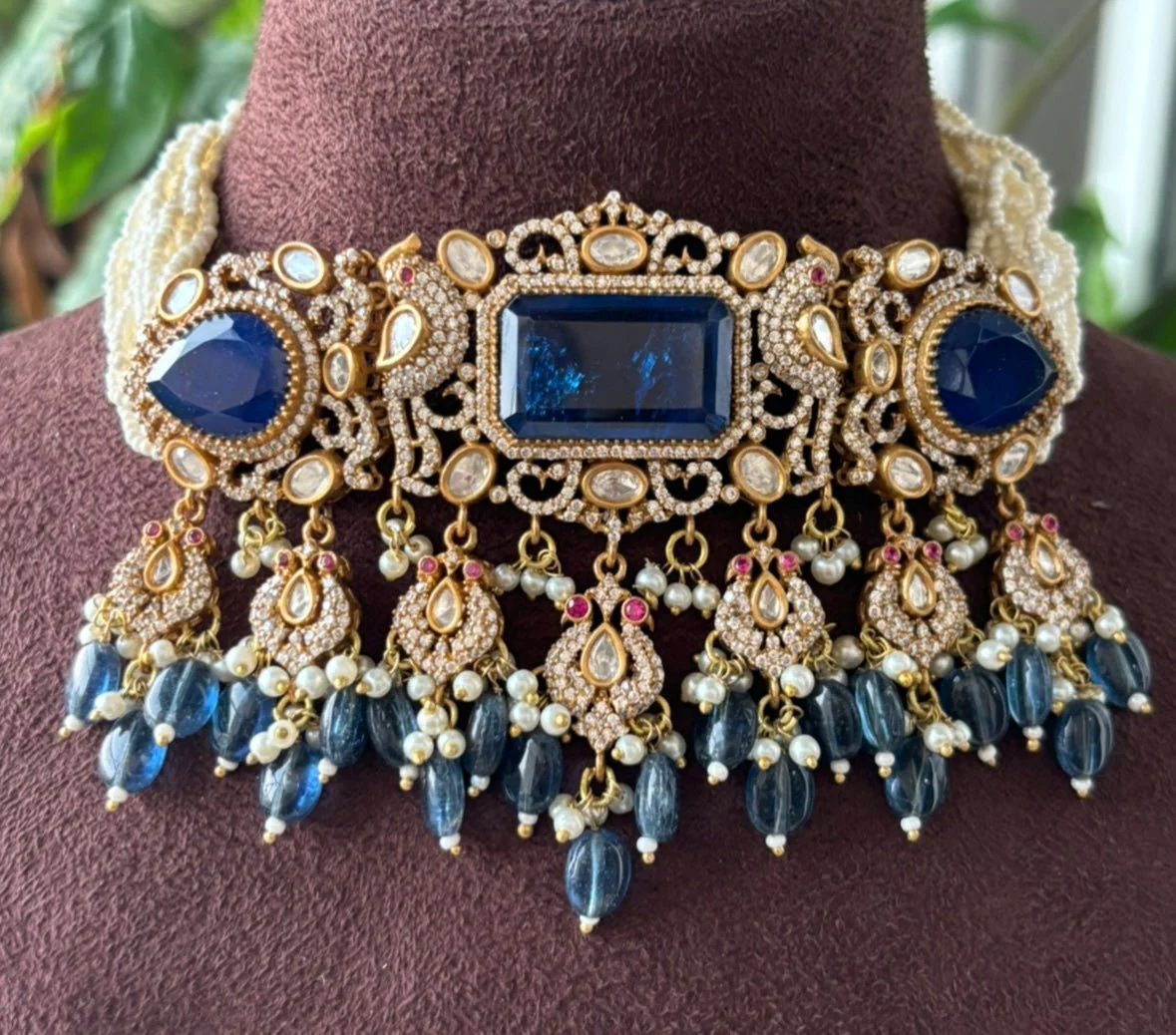 Beautiful  kundan peacock choker set - Image 9