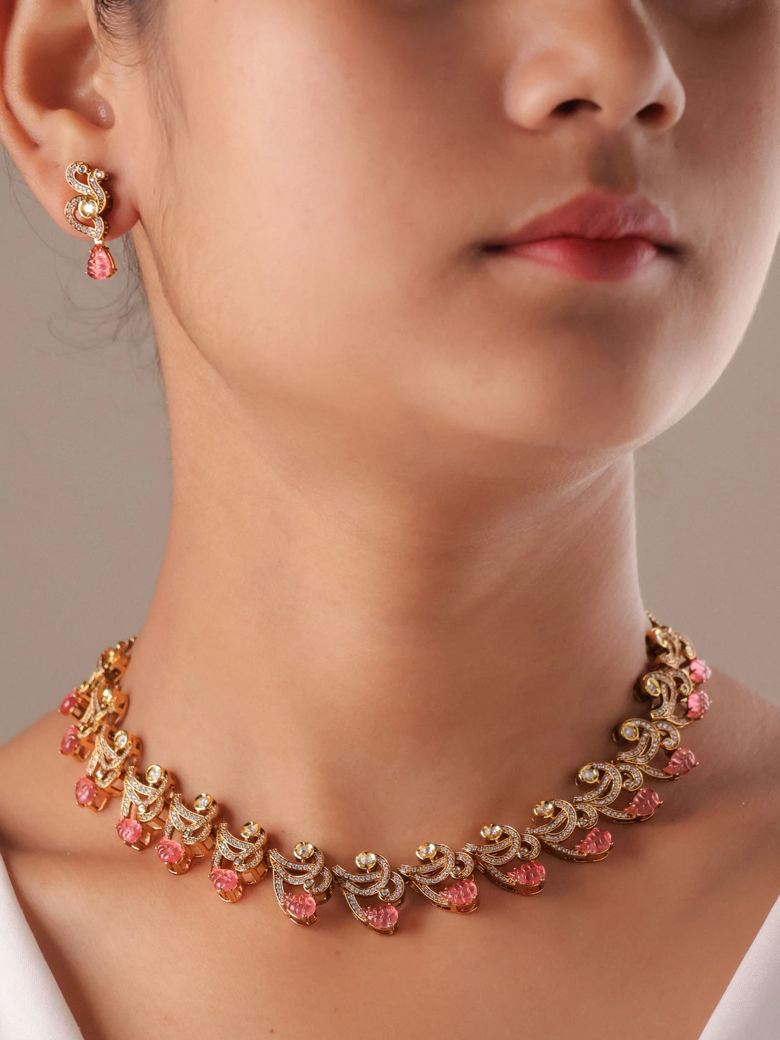 Carved Stone Necklace Set