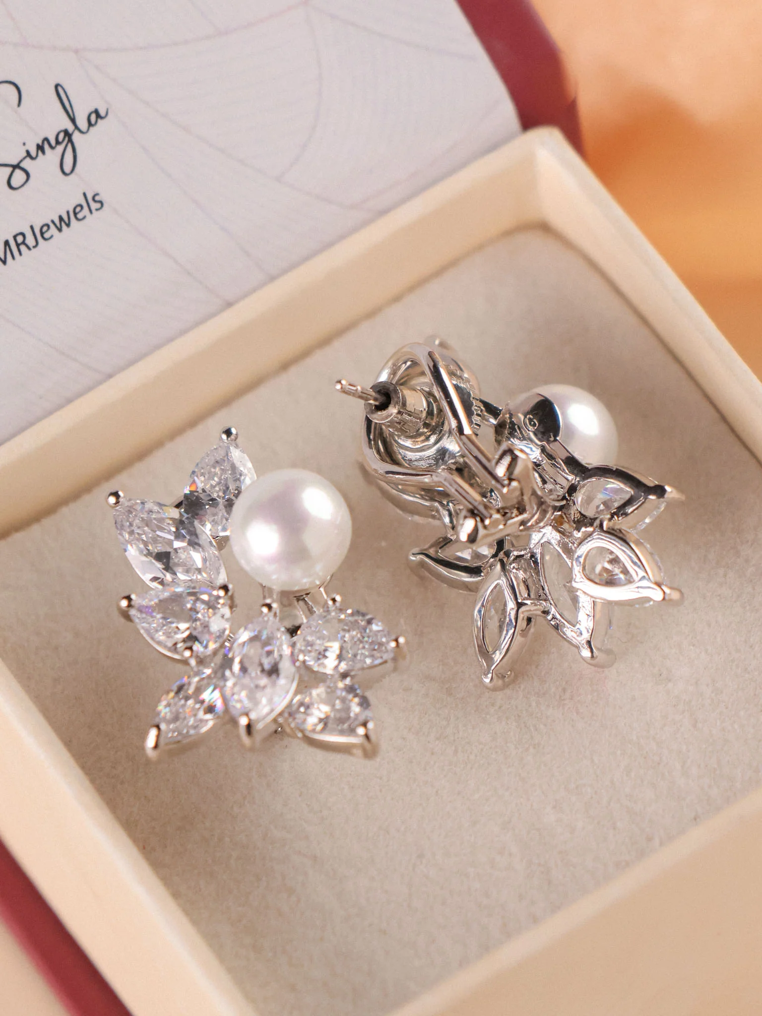 Celeste Pearl Crystal Earrings - Image 2