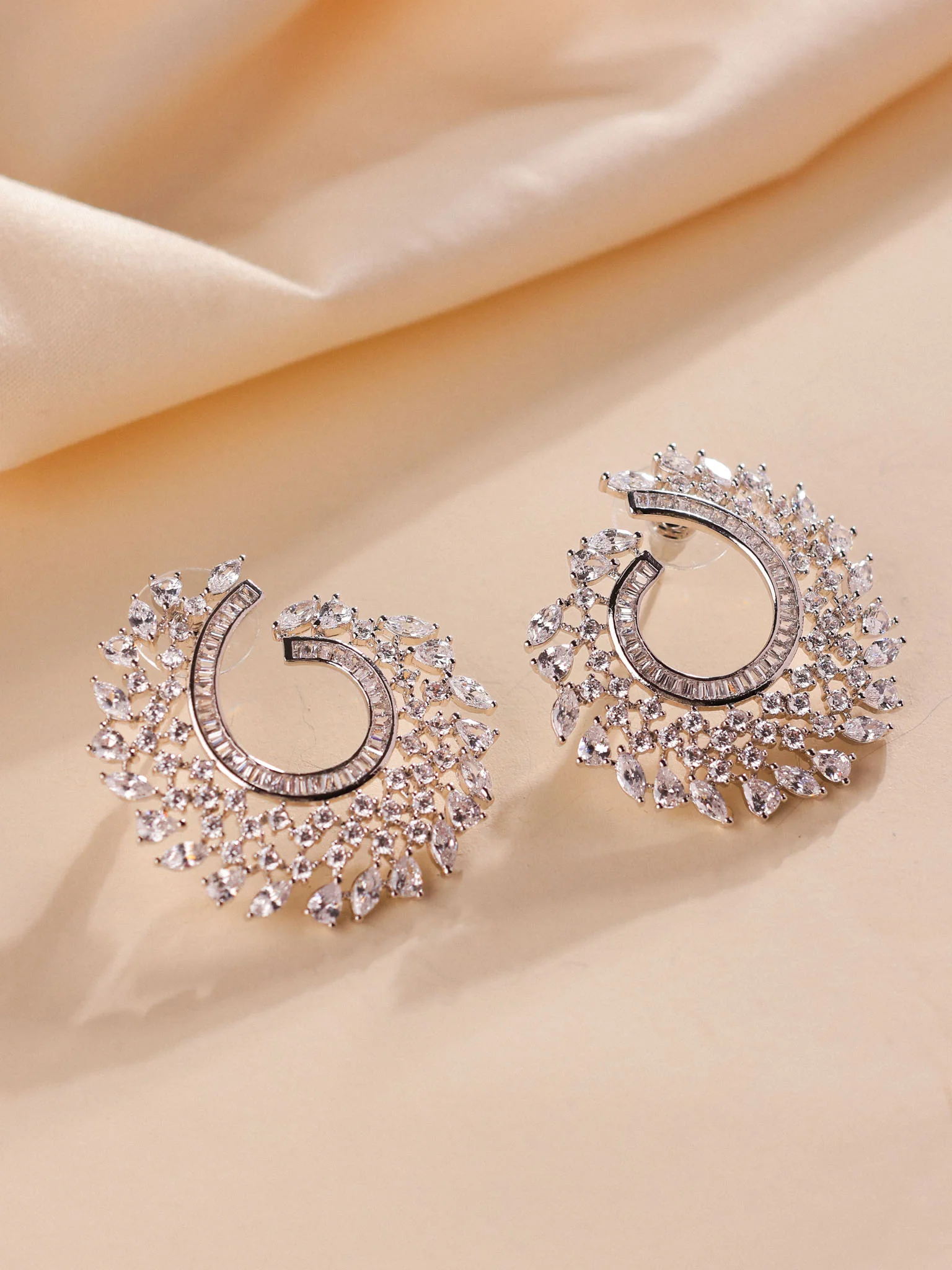 Celestia Radiance Spiral Earrings – A Symphony of Color & Sparkle - Image 3