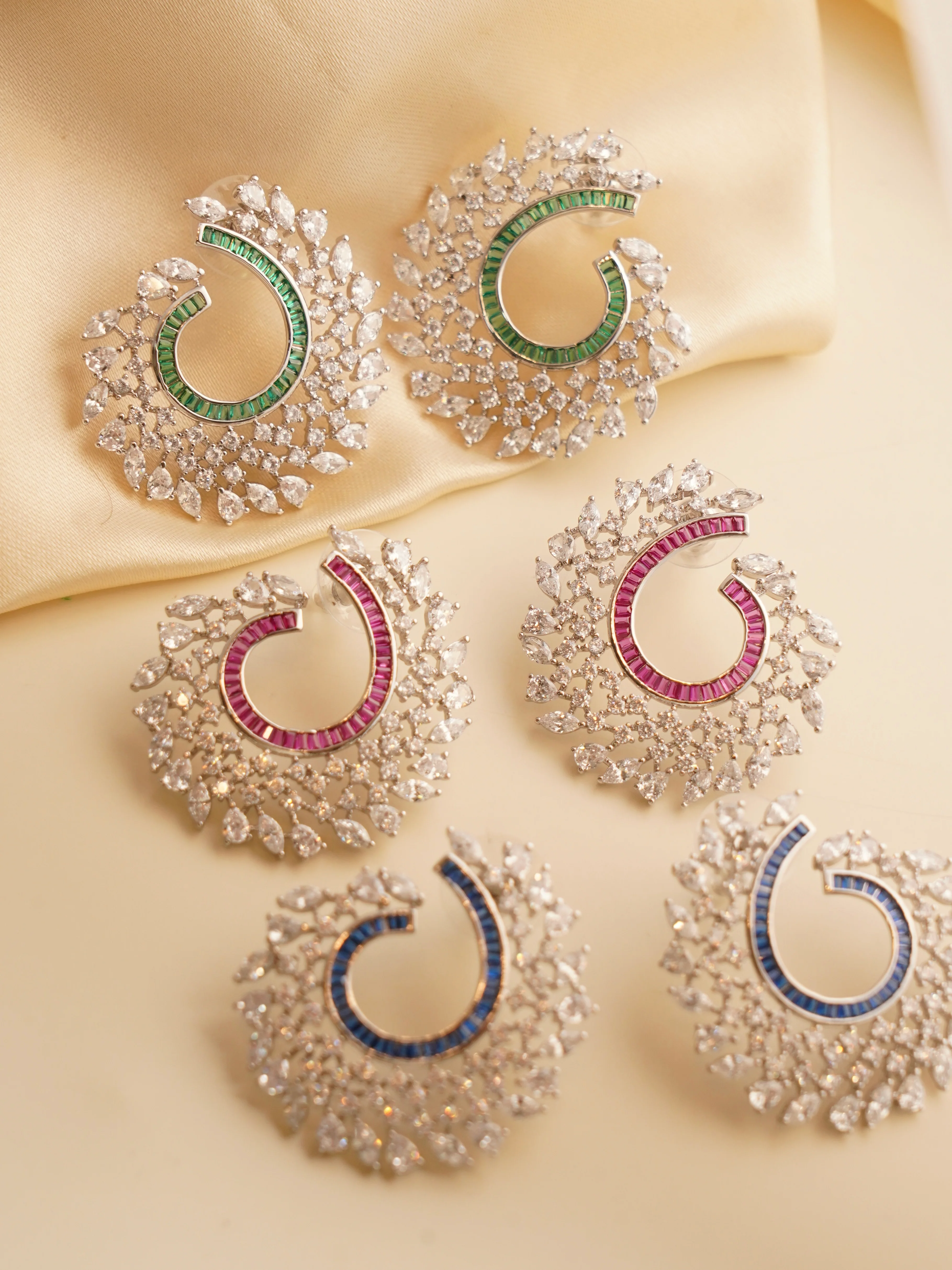 Celestia Radiance Spiral Earrings – A Symphony of Color & Sparkle - Image 7
