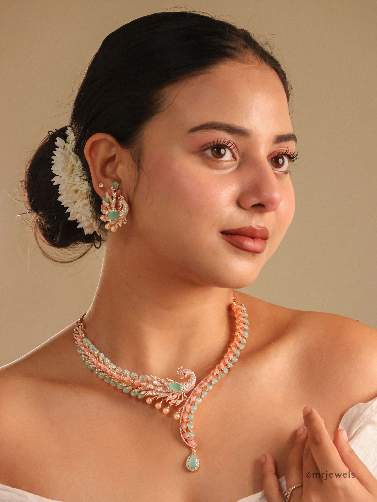 Celestial Peacock Beaded Diamond Set
