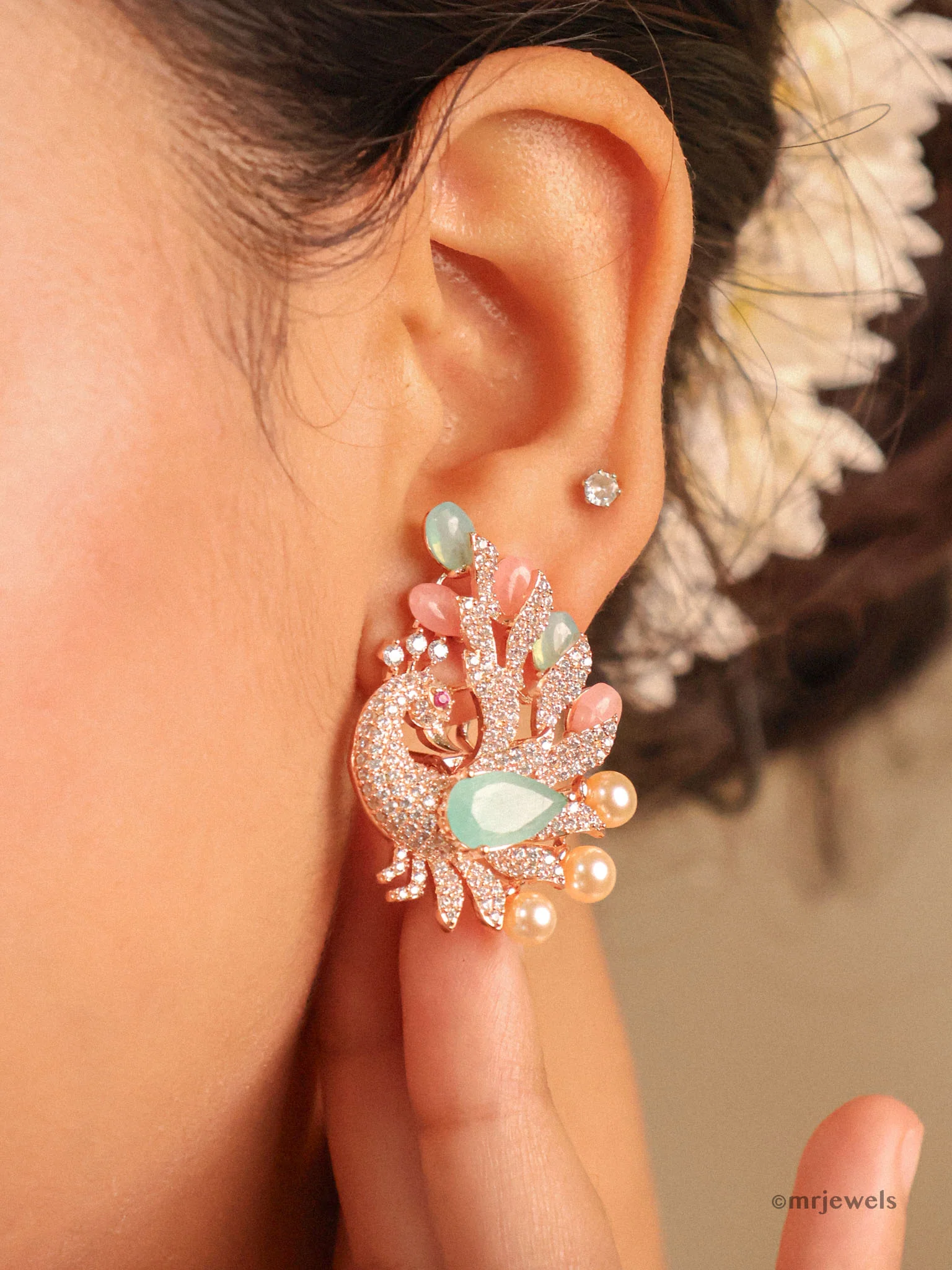 Celestial Peacock Beaded Diamond Set - Image 3