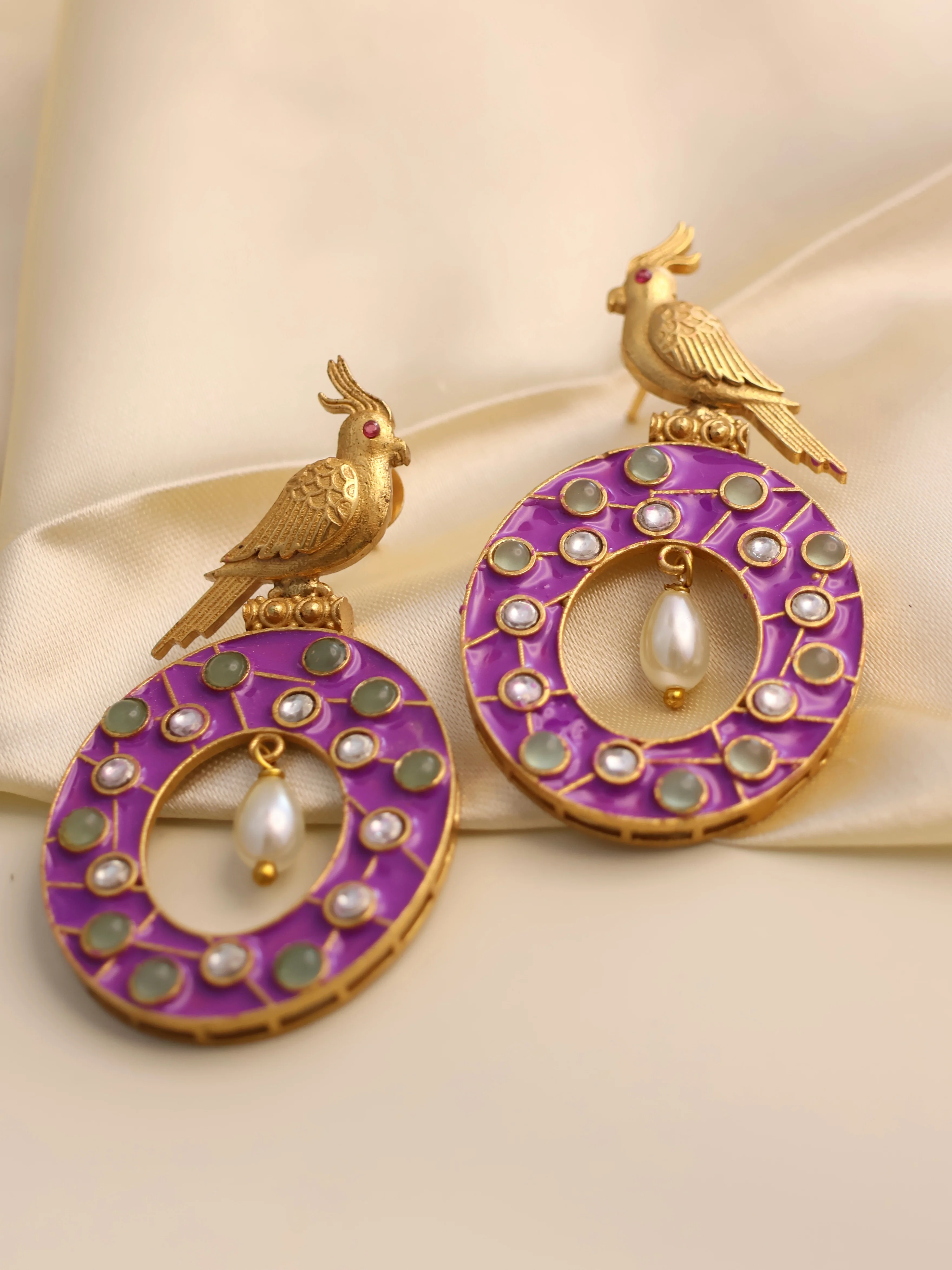 Chandrika Bird Charm Earrings - Image 3