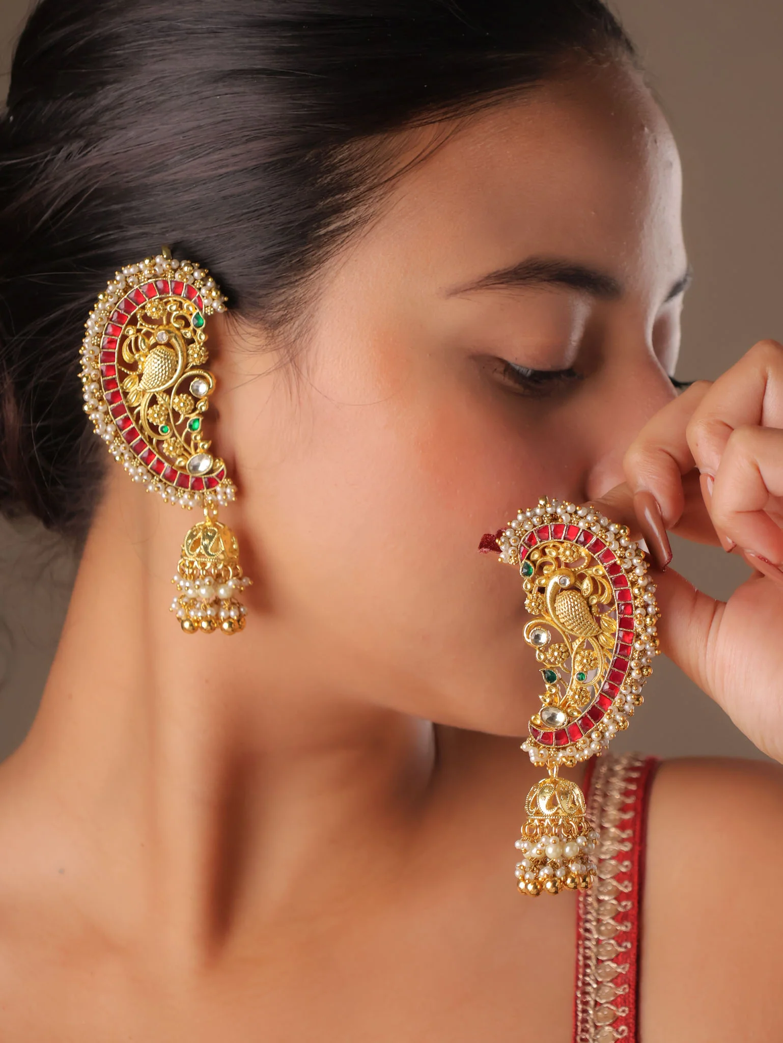 Chandrika Crescent Ear Cuff Jhumka - Image 2