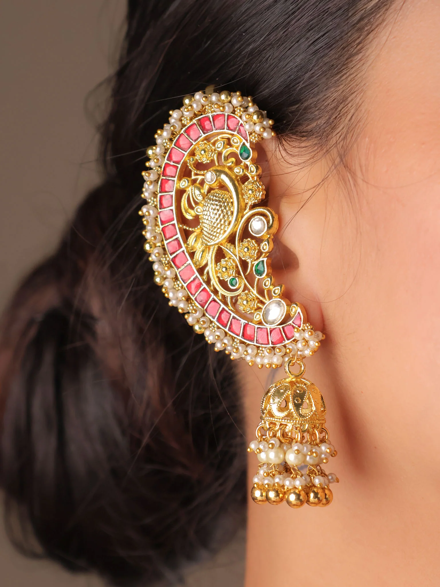 Chandrika Crescent Ear Cuff Jhumka - Image 3