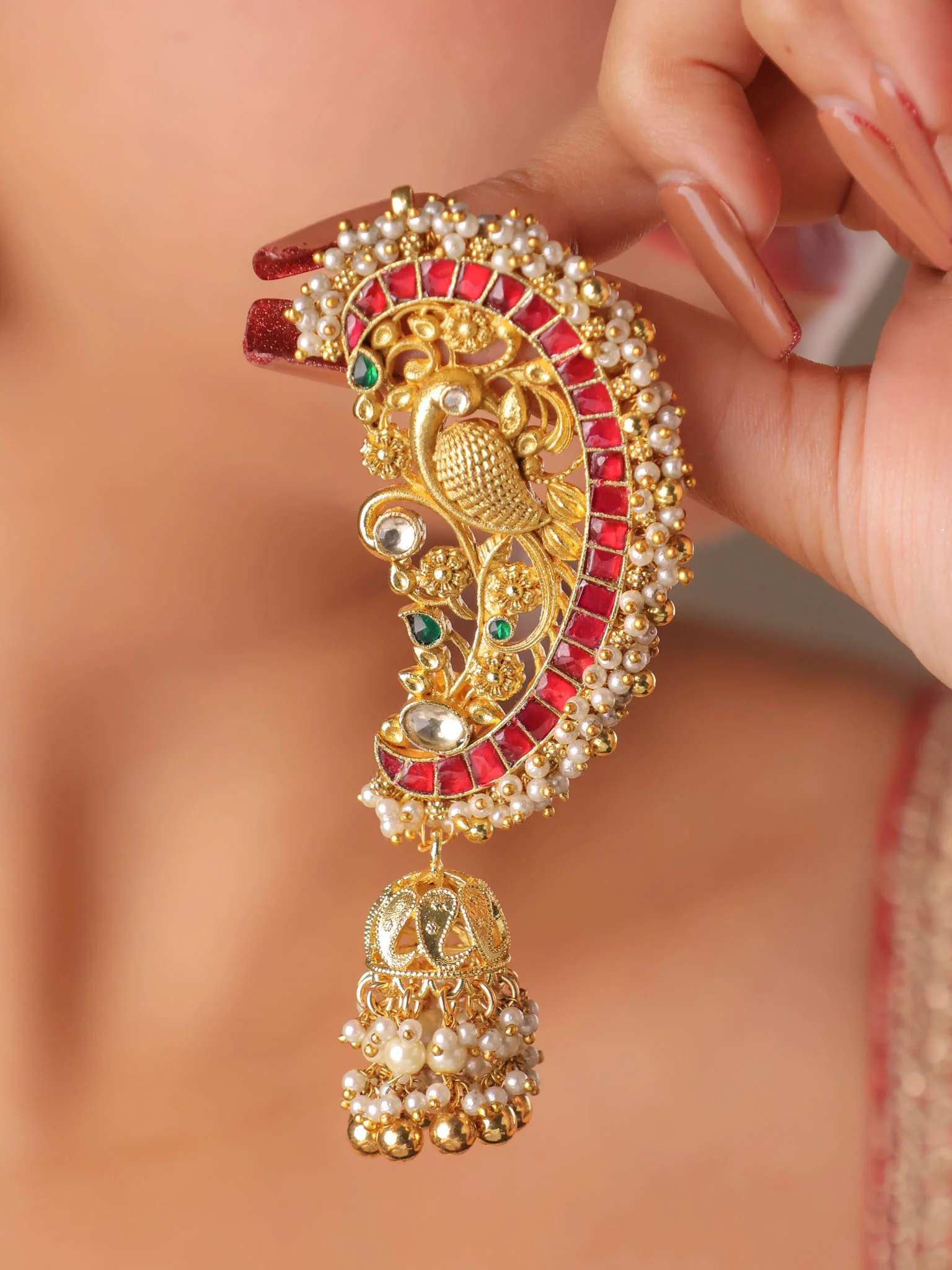 Chandrika Crescent Ear Cuff Jhumka - Image 4