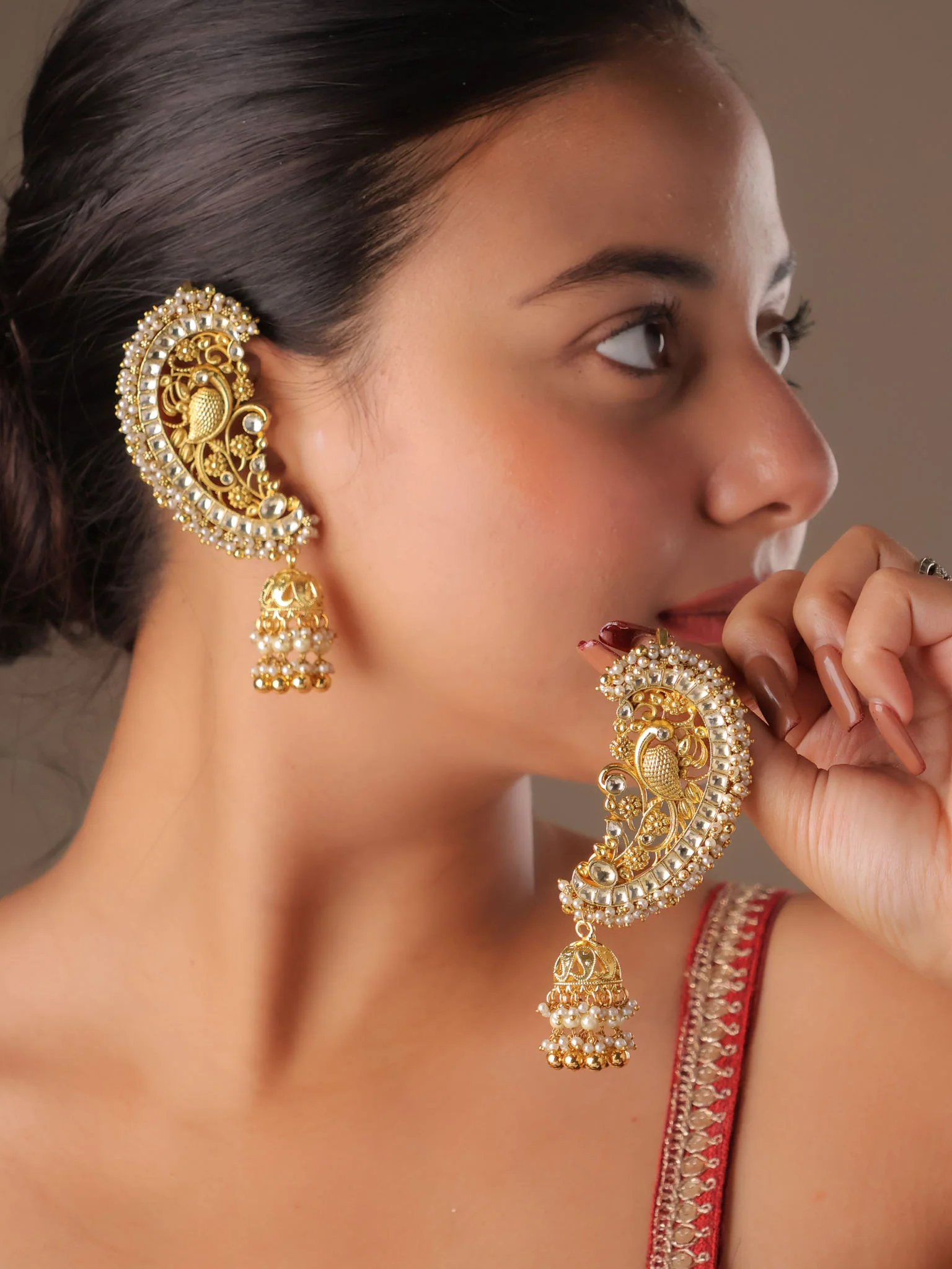 Chandrika Crescent Ear Cuff Jhumka - Image 5