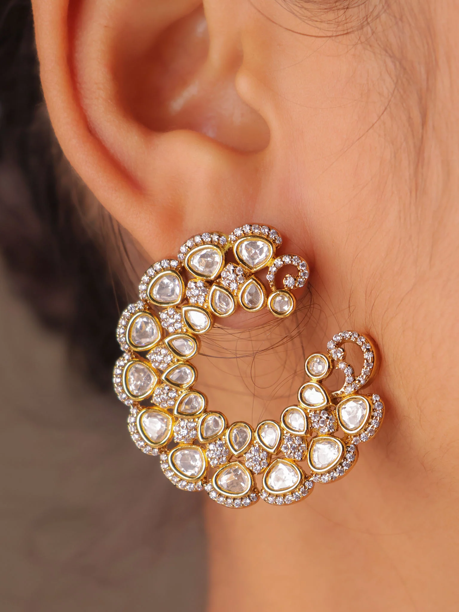 Chandrika Crescent Kundan Earrings