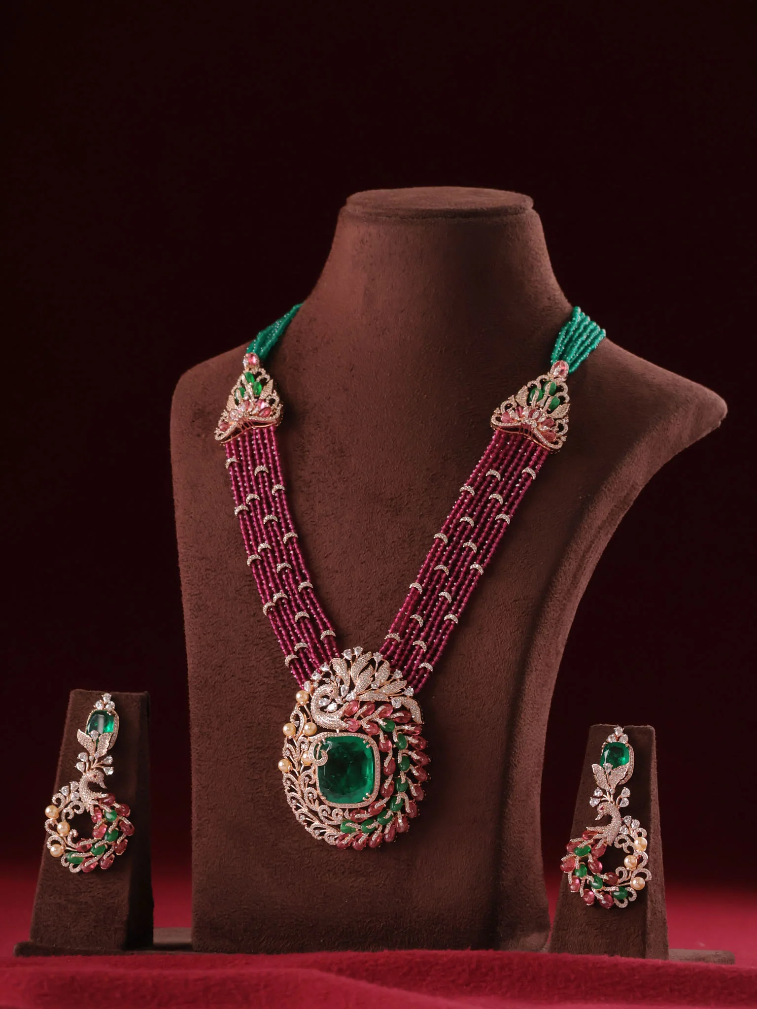 Designer  Beaded Peacock Necklace Set