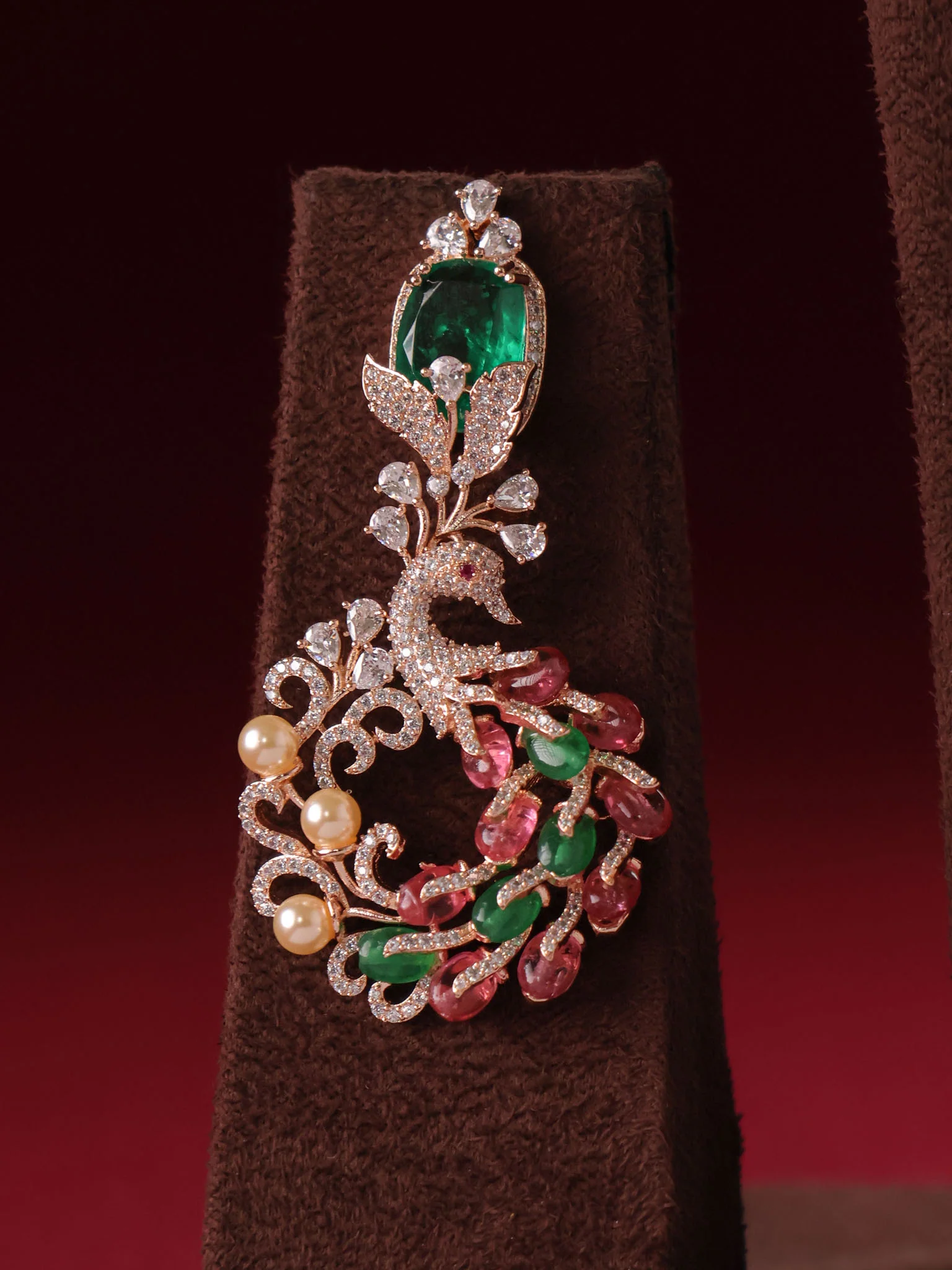 Designer  Beaded Peacock Necklace Set - Image 3