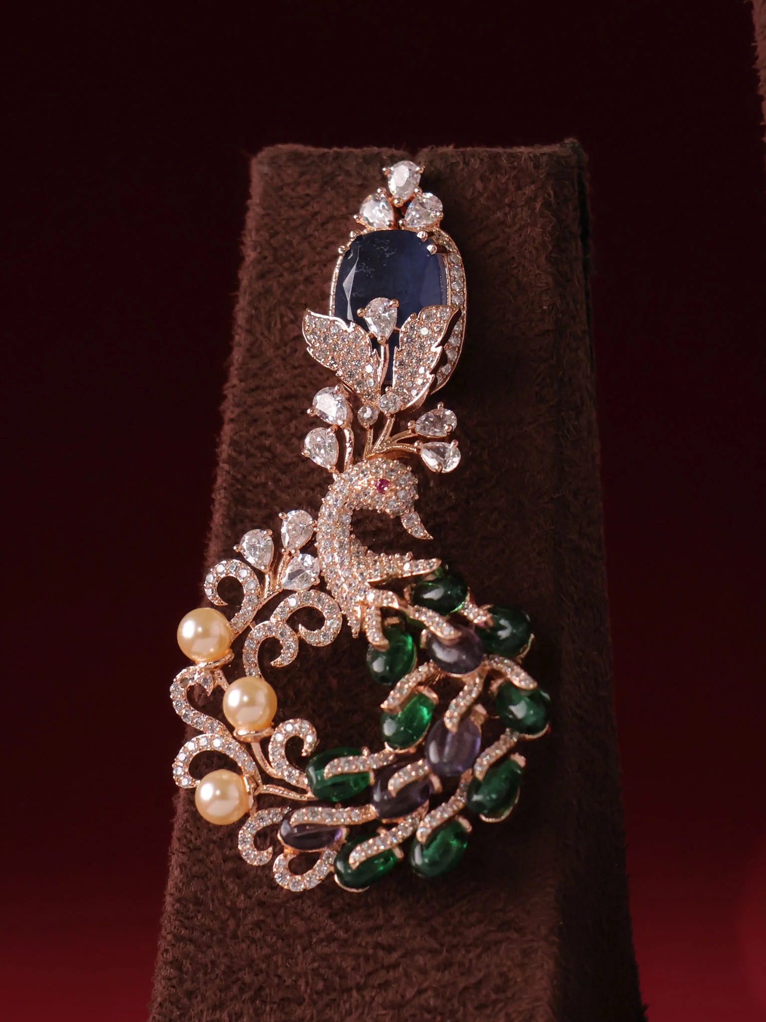 Designer  Beaded Peacock Necklace Set - Image 6