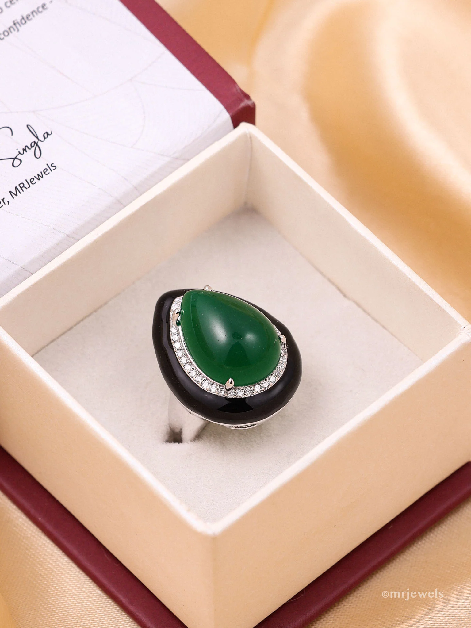 Designer Emerald  Ruby Ring - Adjustable Size - Image 2