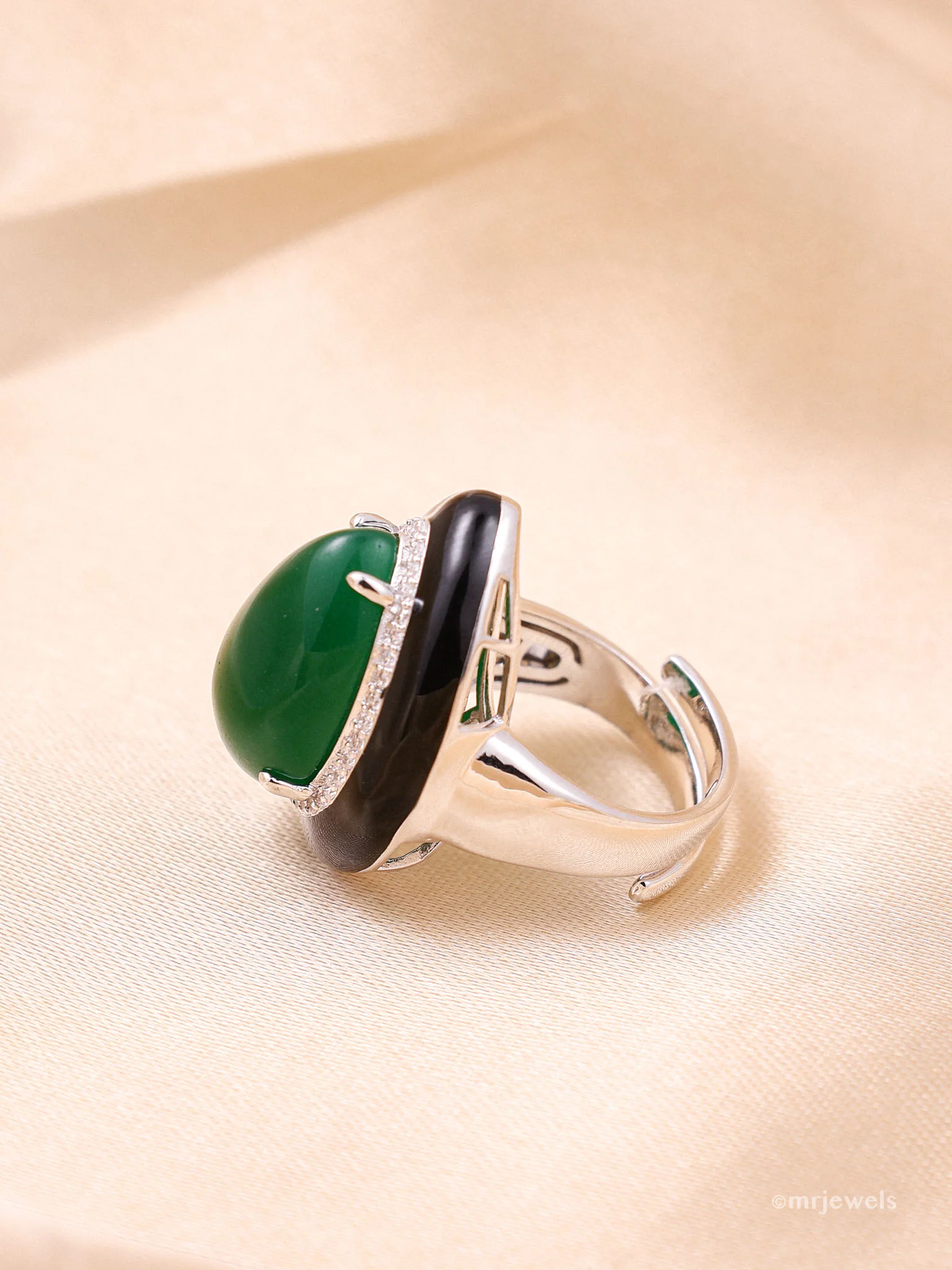 Designer Emerald  Ruby Ring - Adjustable Size - Image 3
