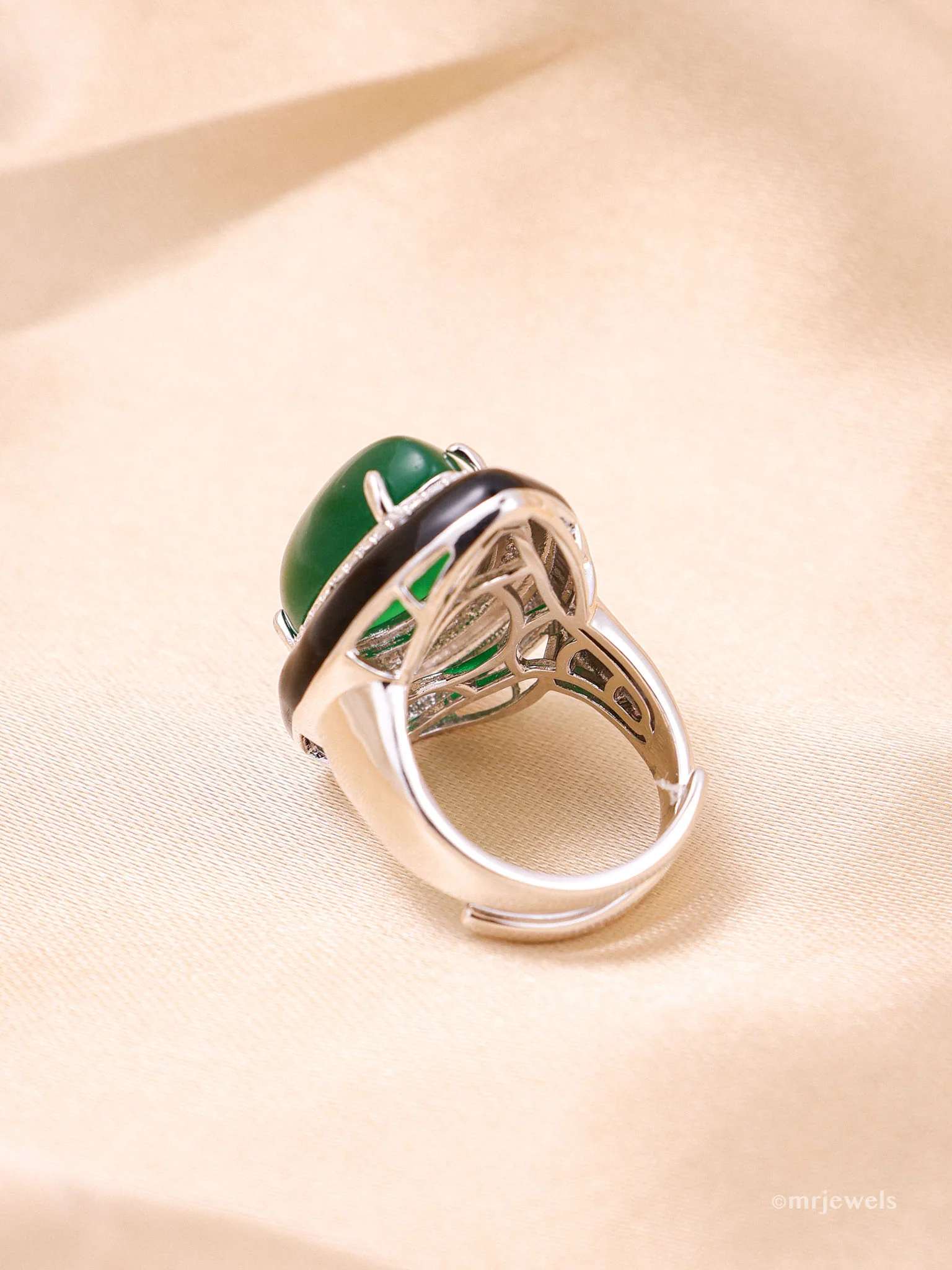 Designer Emerald  Ruby Ring - Adjustable Size - Image 4