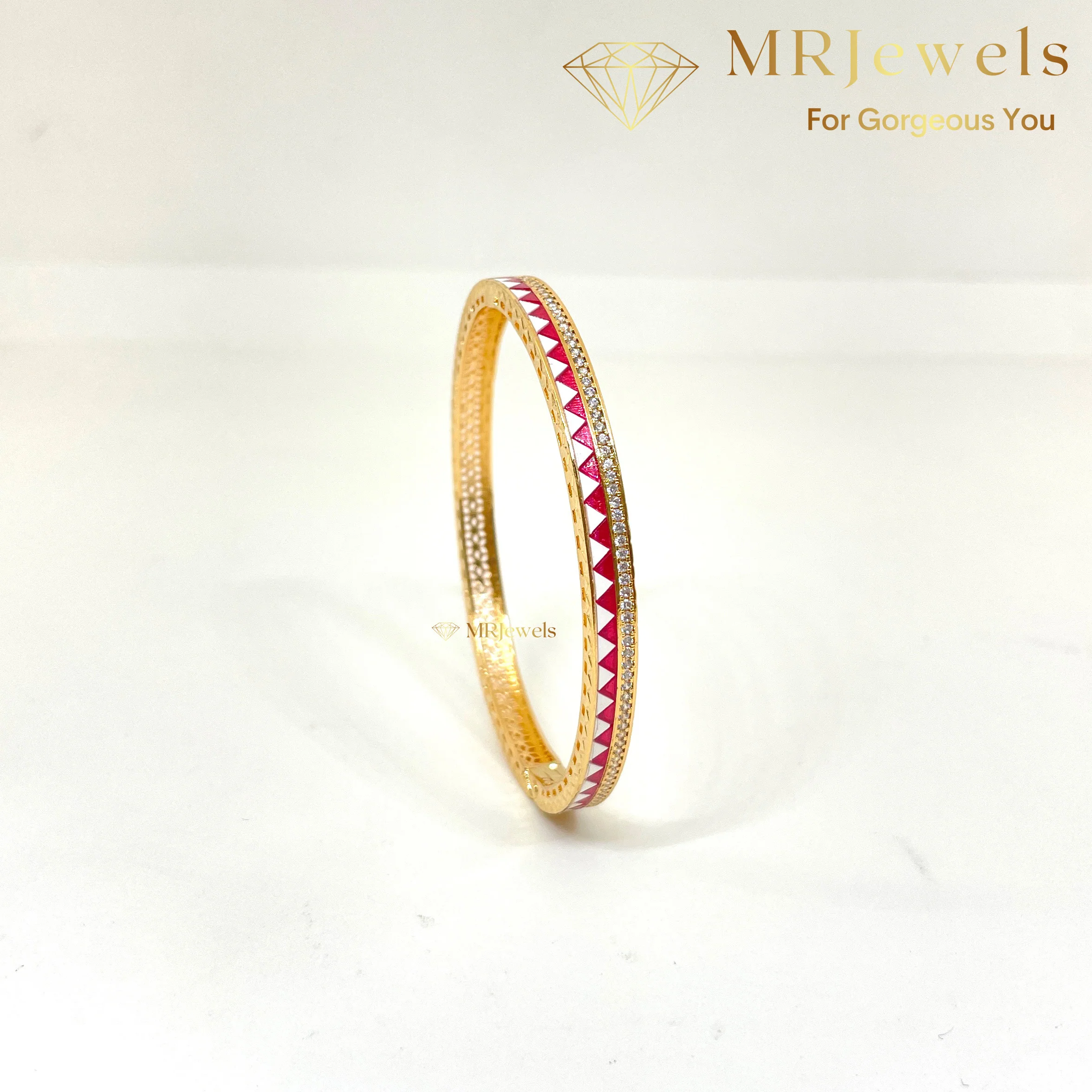 Designer Enamel Diamond Bracelet Openable - Image 3