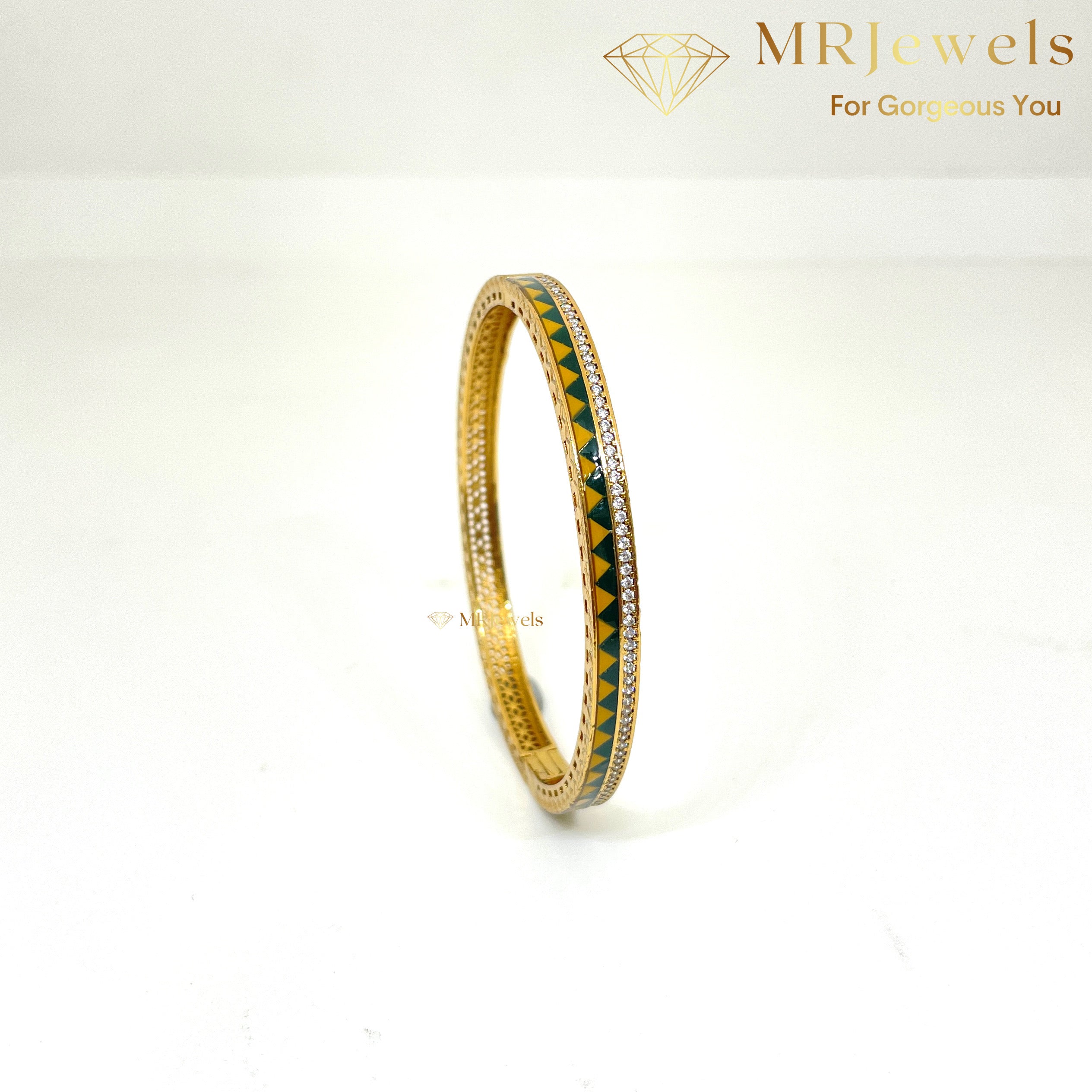 Designer Enamel Diamond Bracelet Openable - Image 4