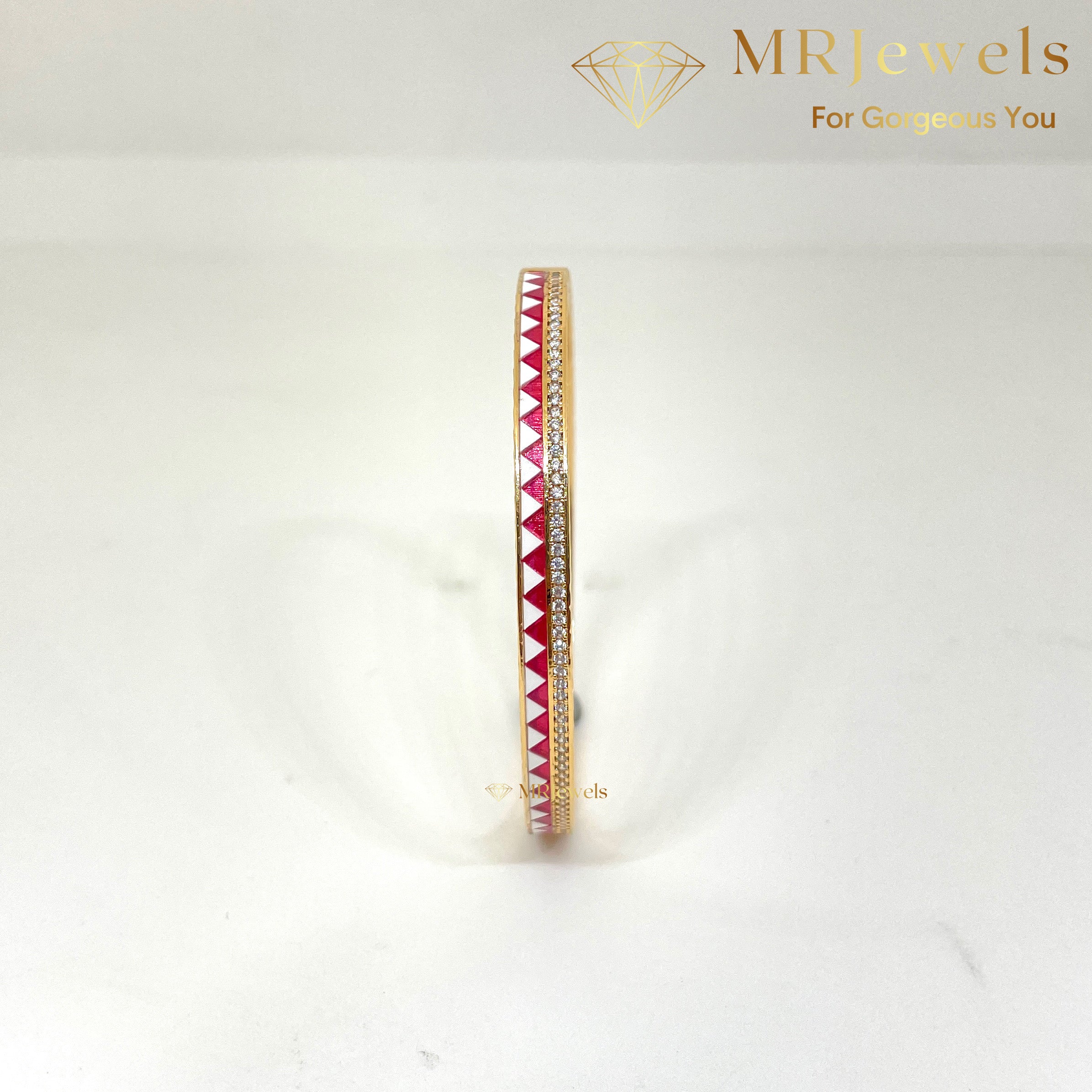 Designer Enamel Diamond Bracelet Openable - Image 5
