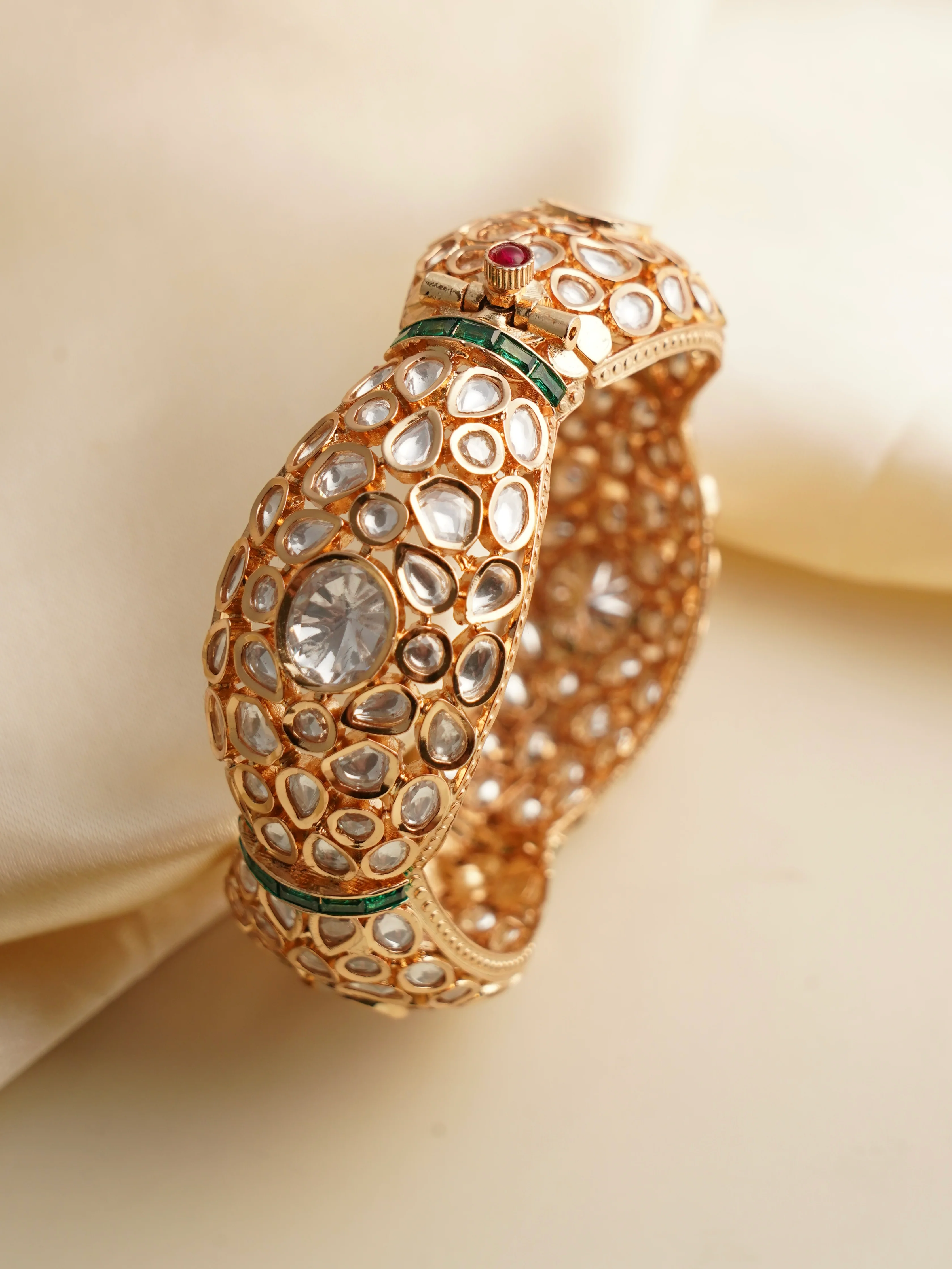 Designer Heritage Polki kundan kada Openable - Image 4