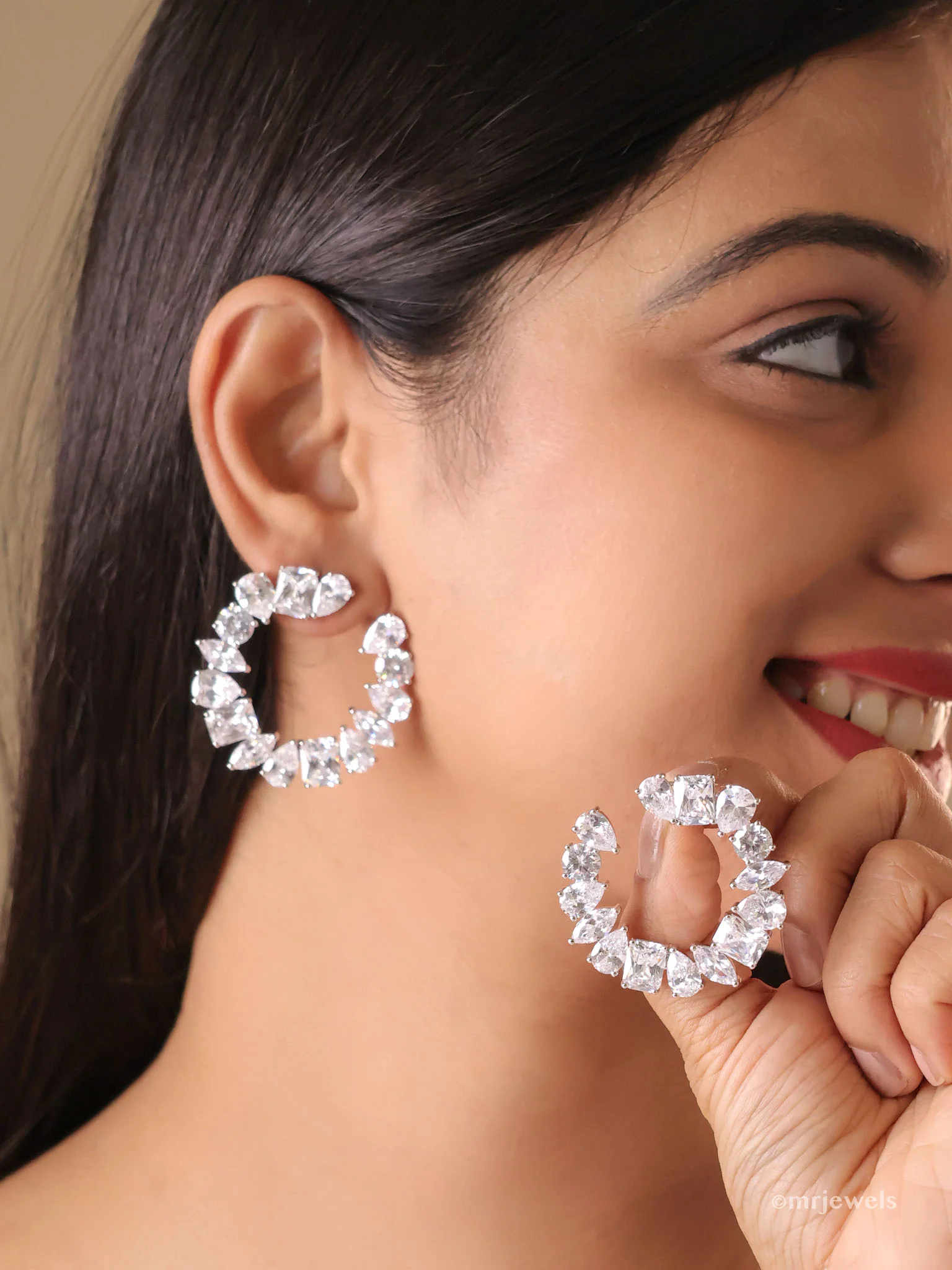 Diamond Hoop Danglers - Image 3