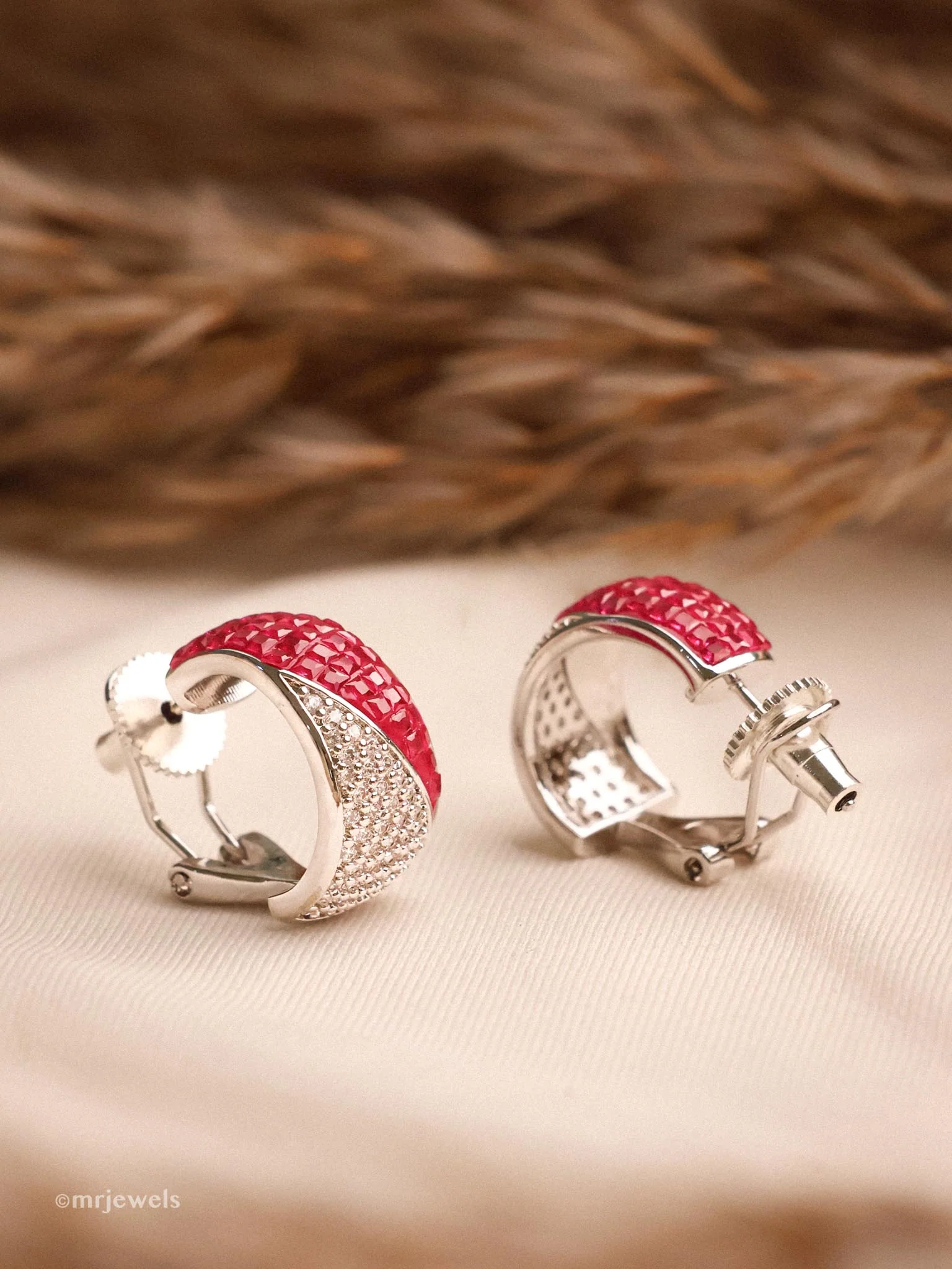 Diamond Hoops Earrings - Image 4