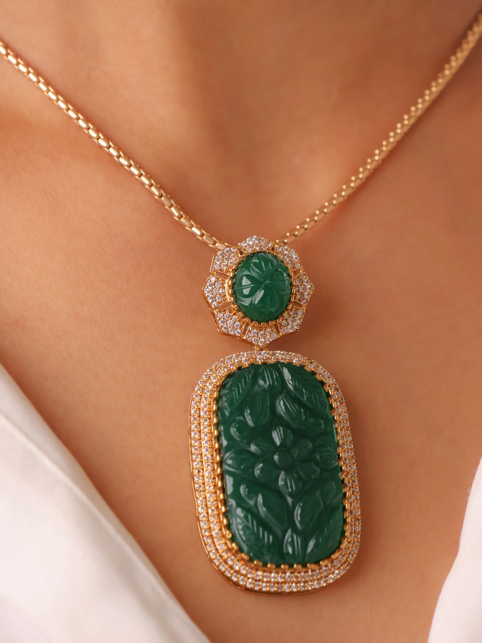 Elara Carved Stone Pendant Set - Image 2