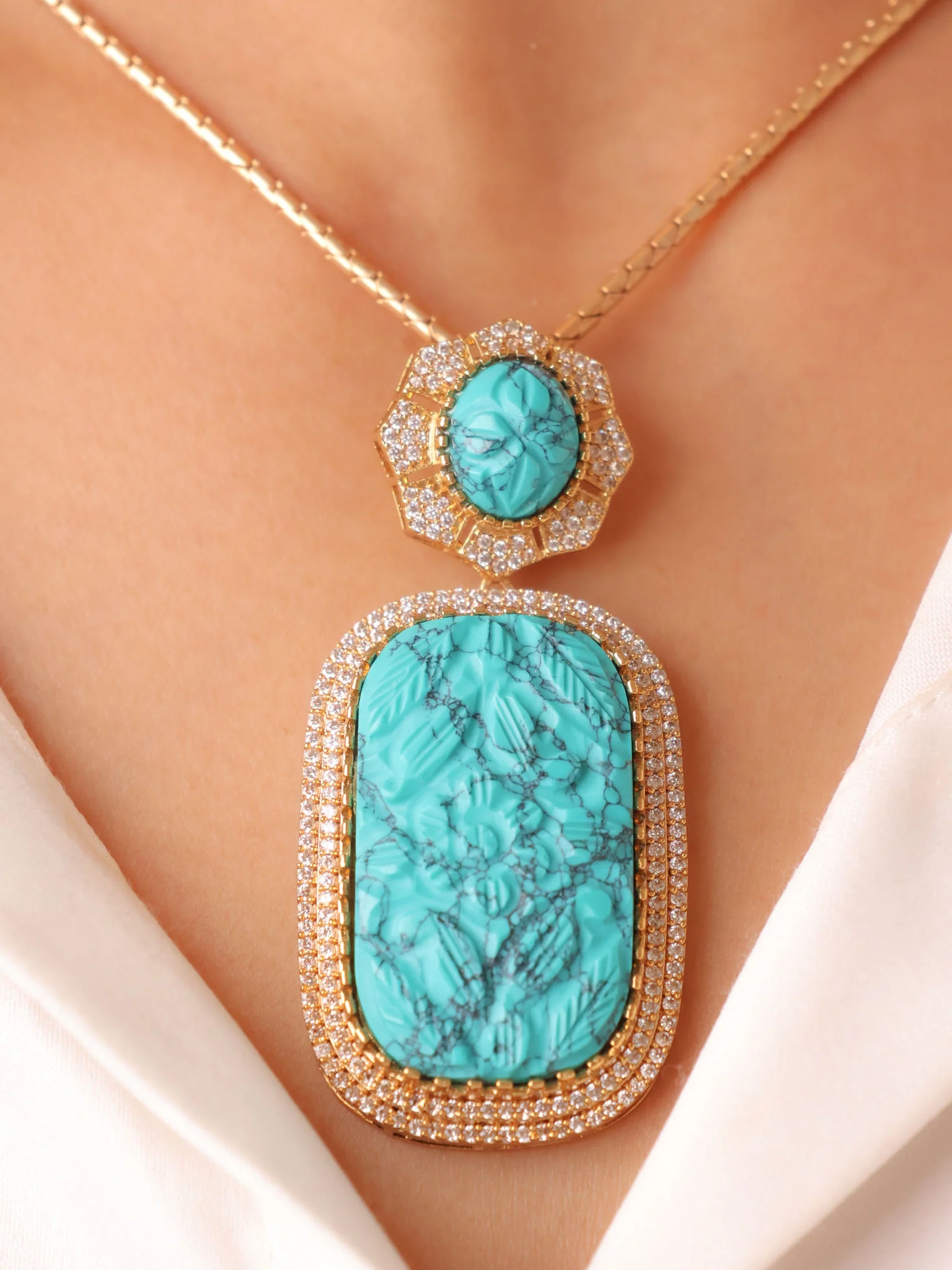 Elara Carved Stone Pendant Set - Image 6