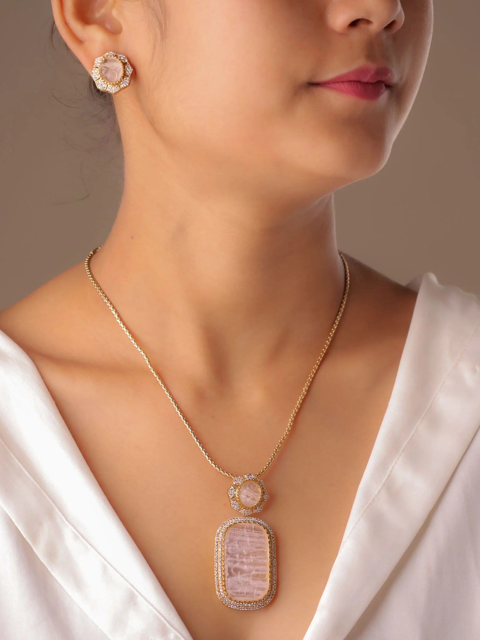 Elara Carved Stone Pendant Set - Image 8