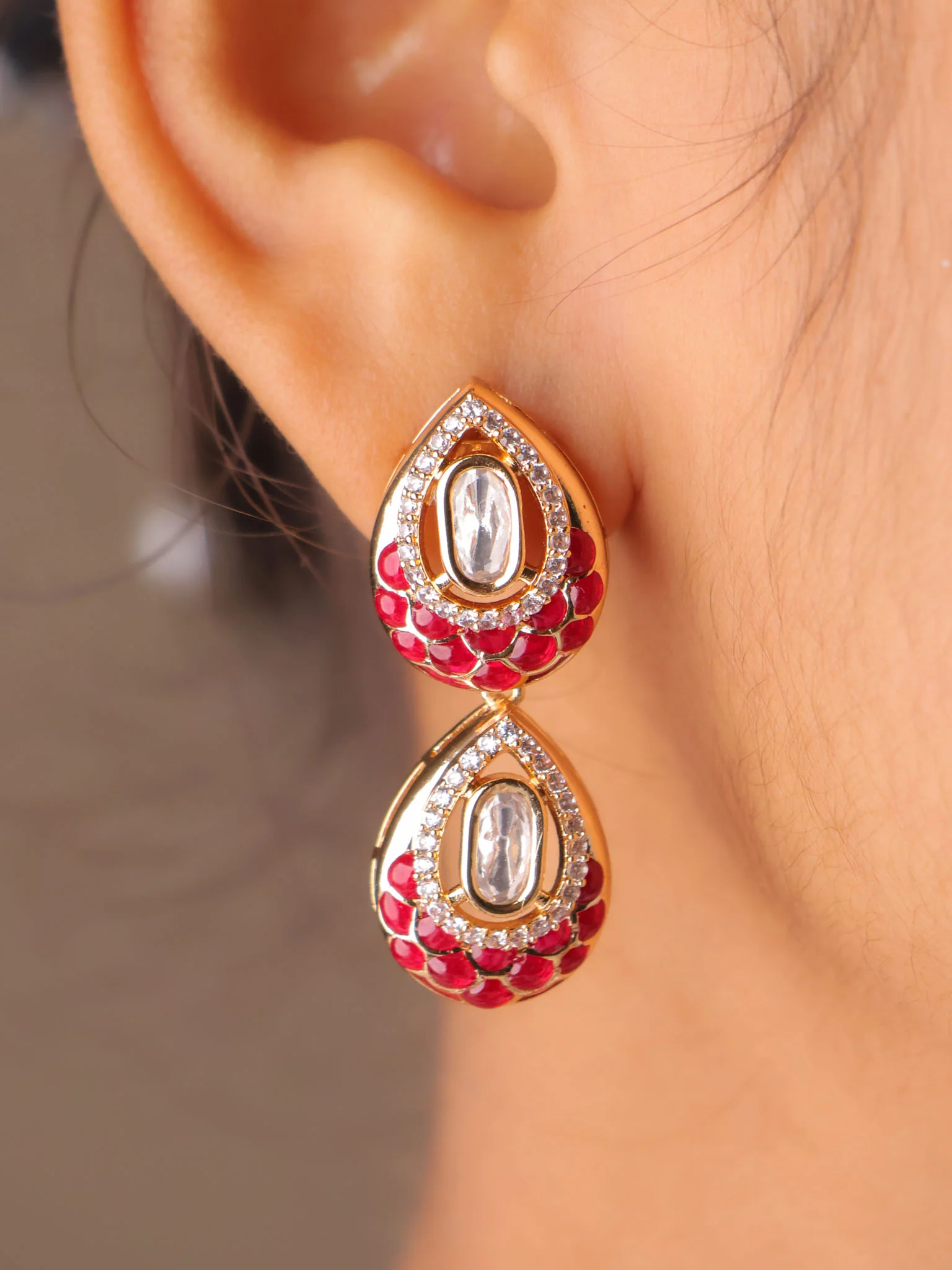 Elaria Enamel Kundan Pendant Set - Image 6