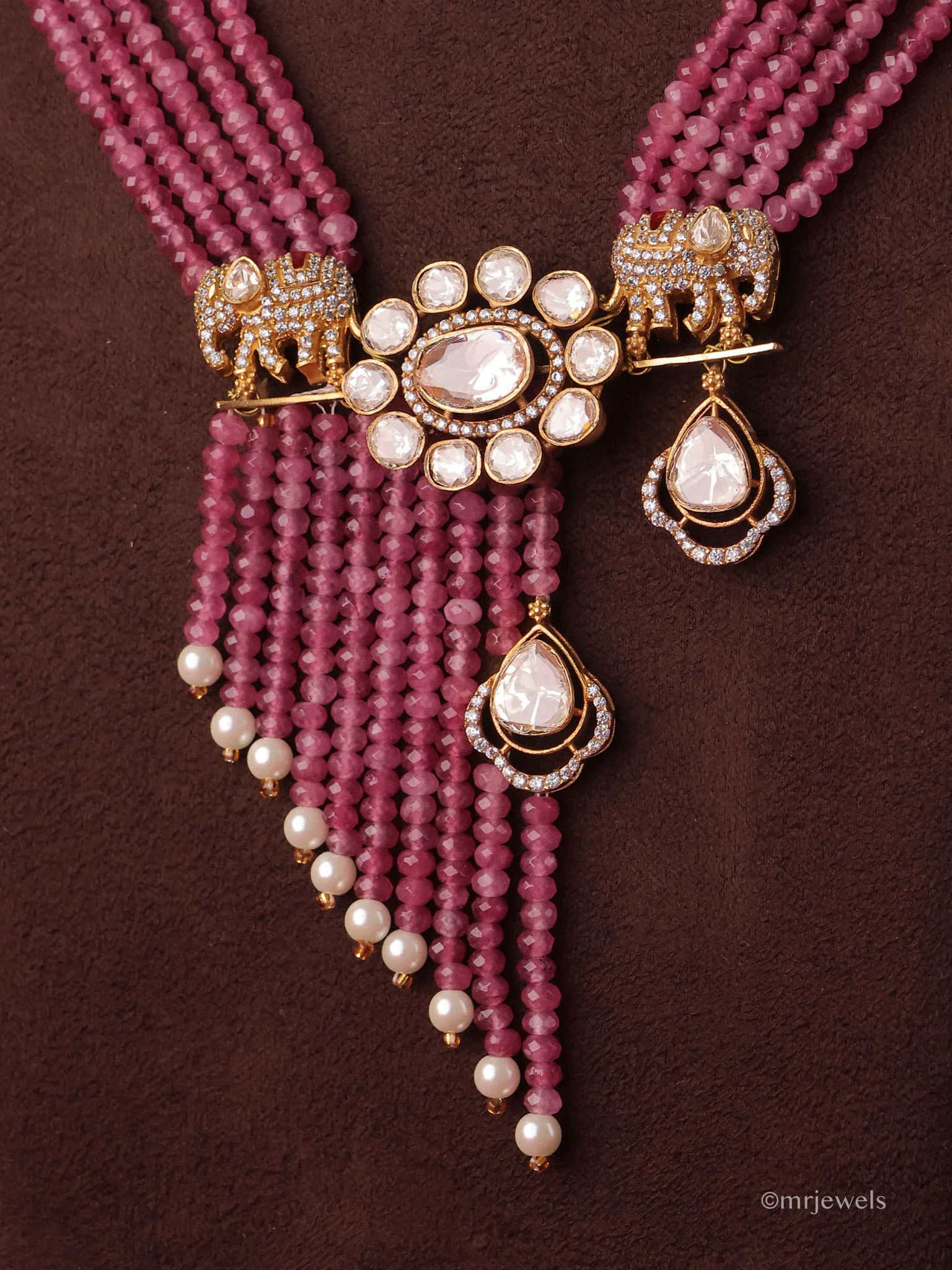 Elephant Emerald Beaded Statement Necklace - Image 2