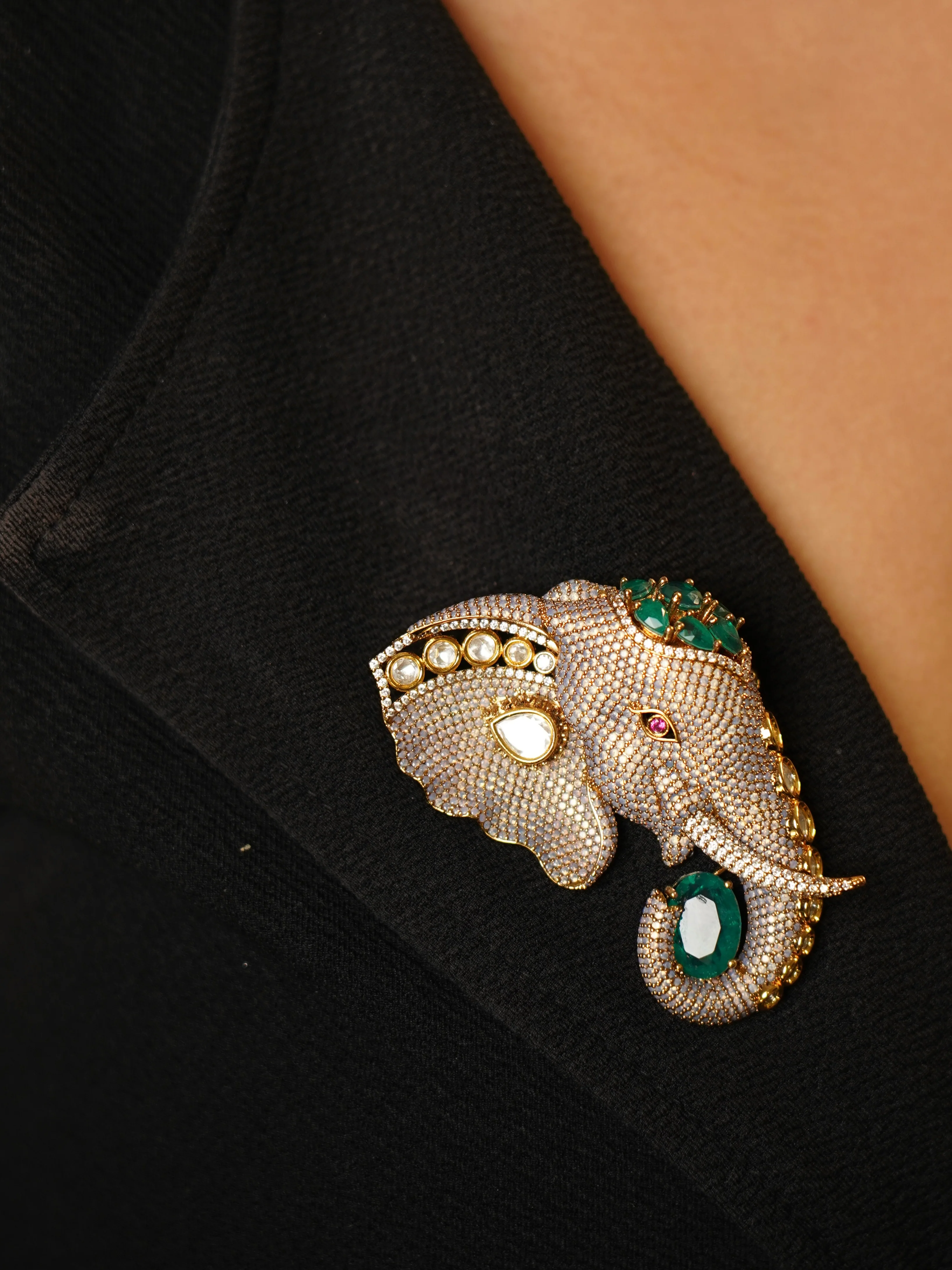 Elephant Statement Brooch – Handcrafted Luxury - Image 3