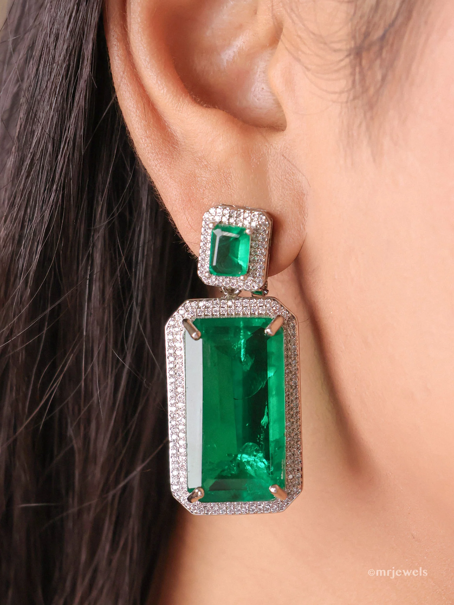 Emerald Cocktail Earrings - Image 3