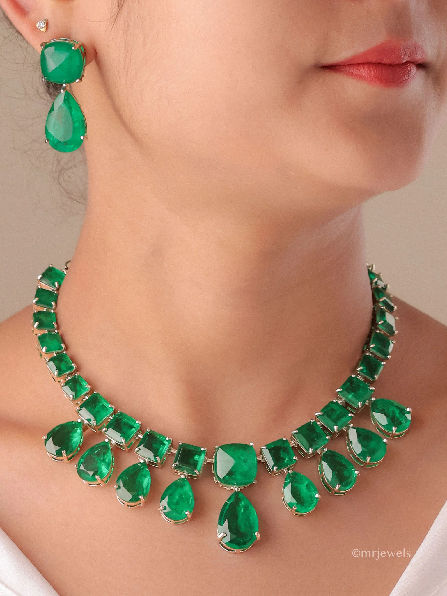 Emerald Doublet Necklace Set