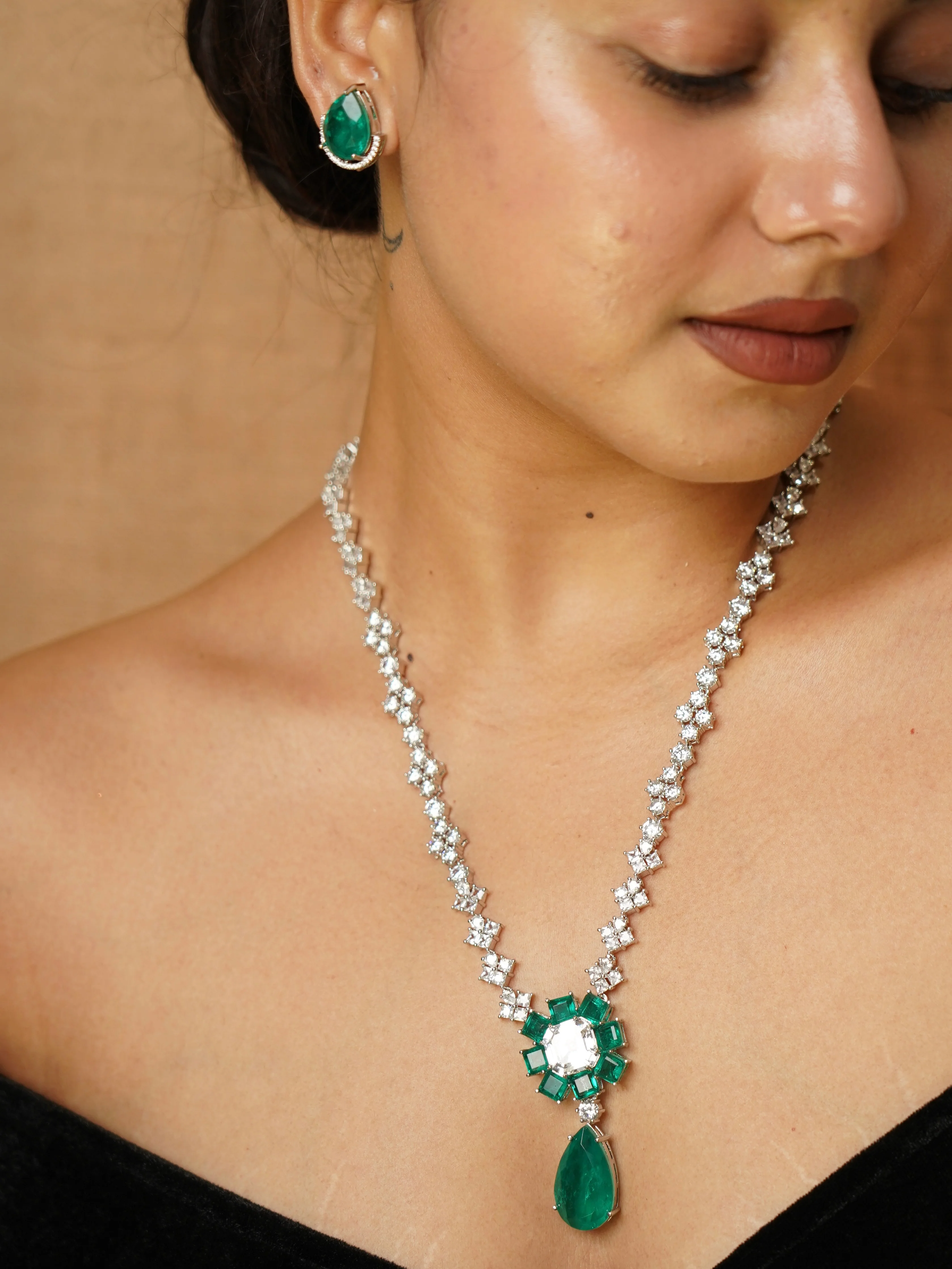 Emerald Statement Necklace Set