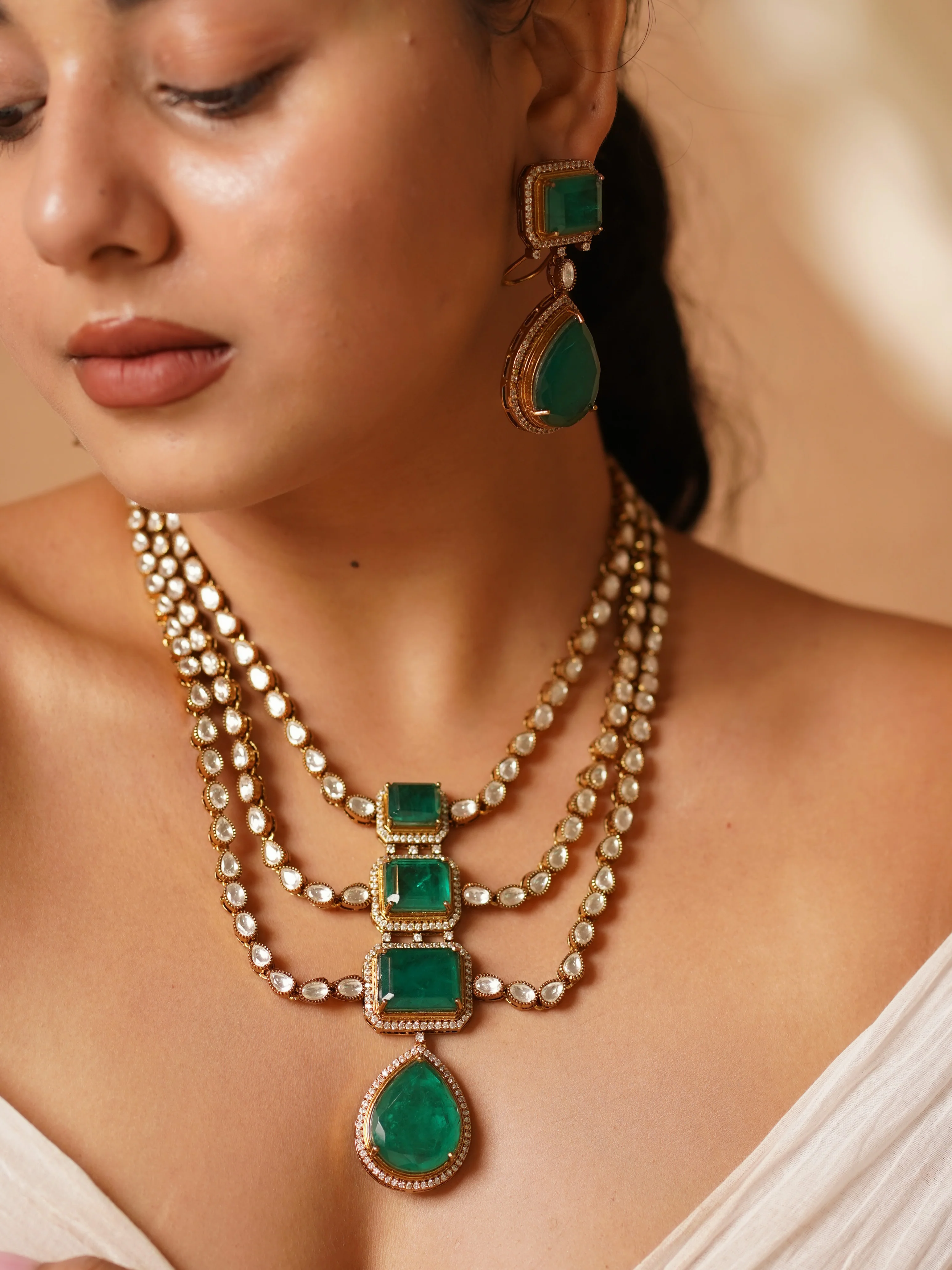 Emerald Green Victorian Necklace Set